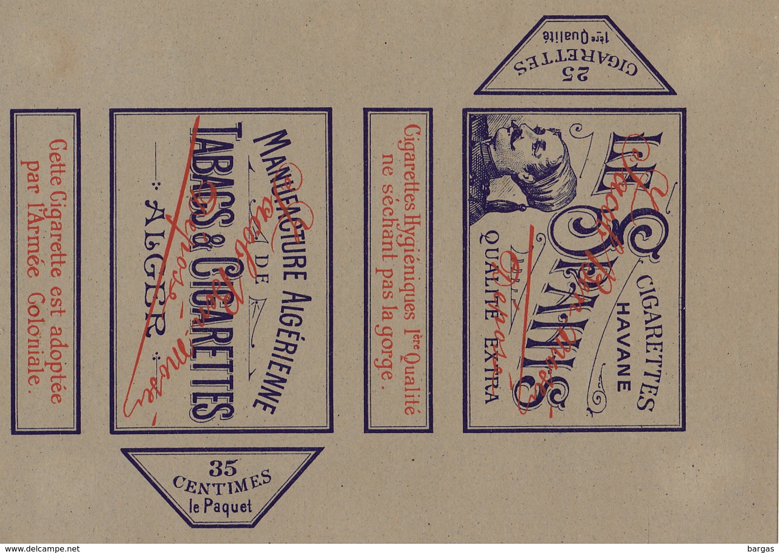 1897 Rare Papier étiquette De Paquet De Cigarettes Cigarette LE SPAHIS - Autres & Non Classés