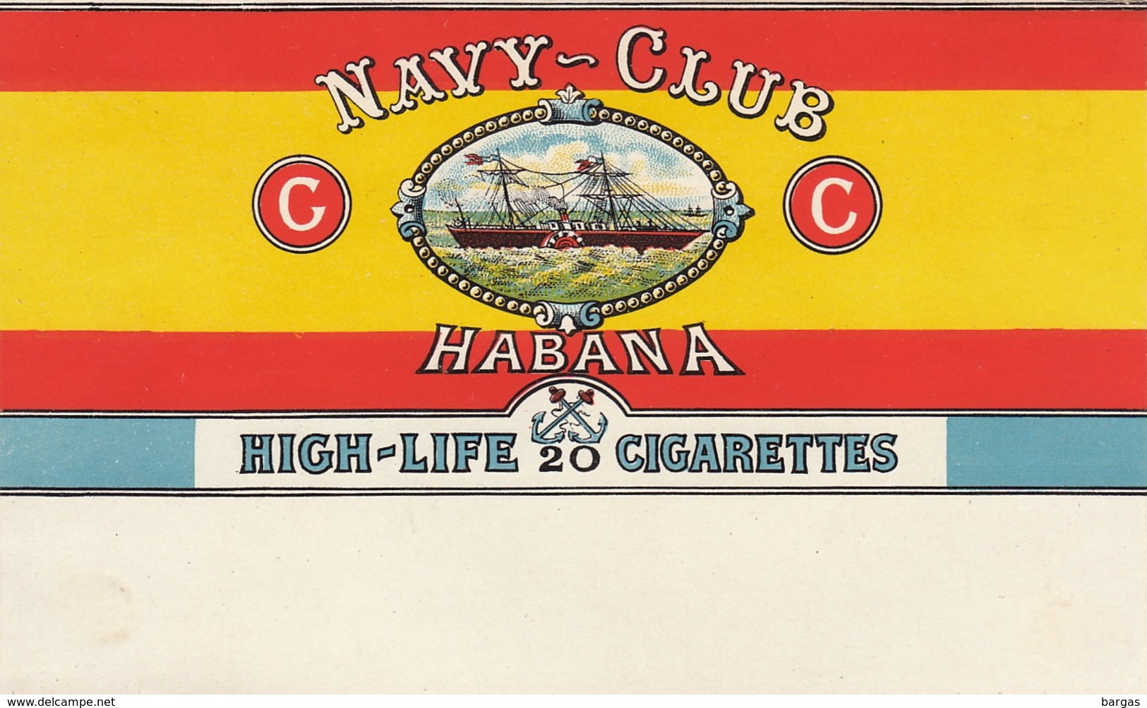 1897 Rare Papier étiquette De Paquet De Cigarettes Cigarette NAVY CLUB - Autres & Non Classés