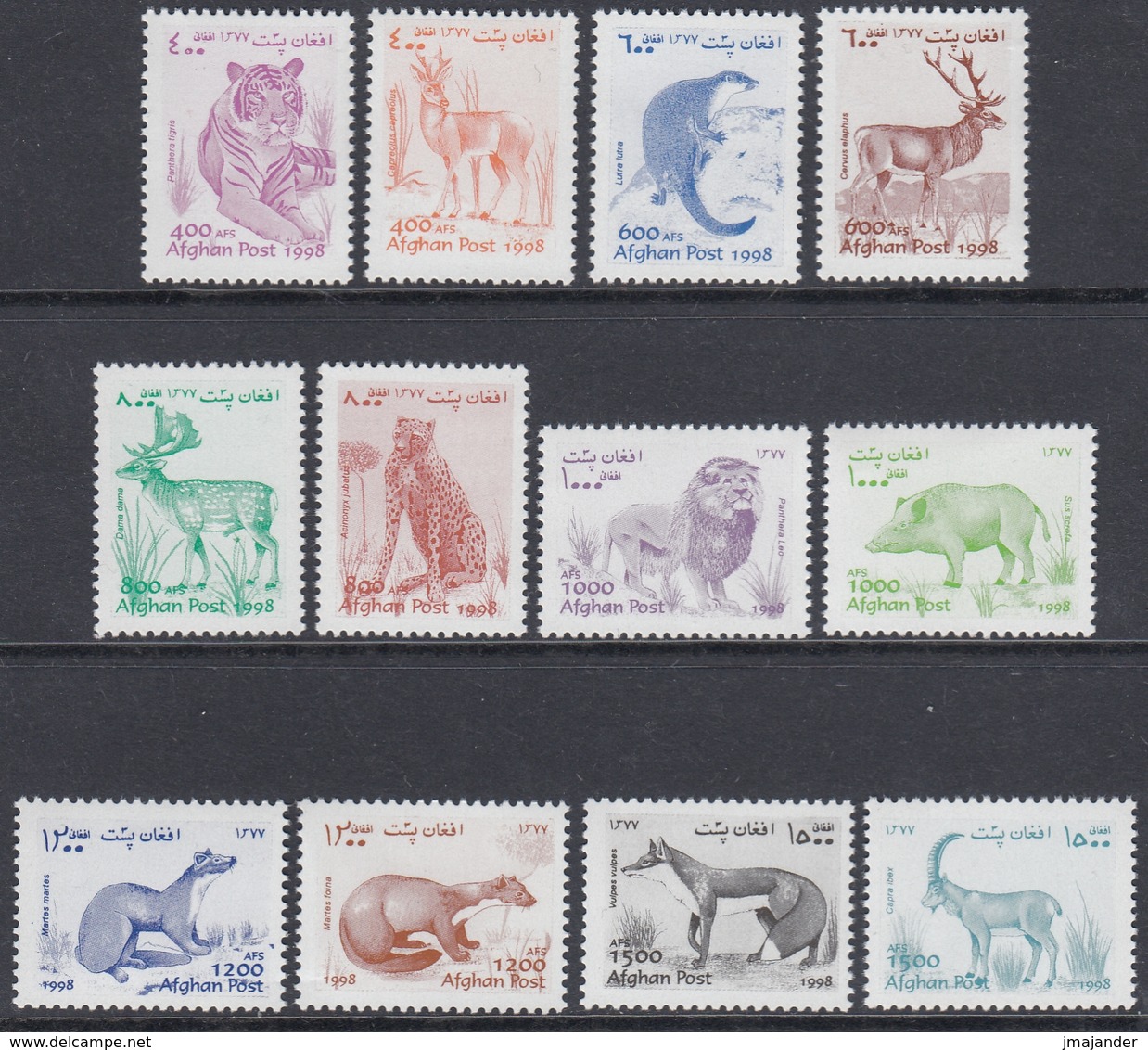 Afghanistan 1998 Taliban Regime - Definitive Stamps: Fauna: Lion, Tiger, Fox Etc.- Mi 1823-1834 ** MNH - Afghanistan