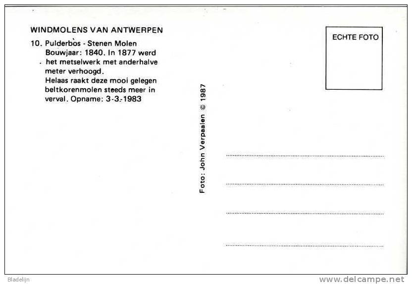 PULDERBOS ~ Zandhoven (Antw.) - Molen/moulin - Historische Opname Van De Stenen Molen In 1983 Voor De Restauratie. TOP! - Zandhoven