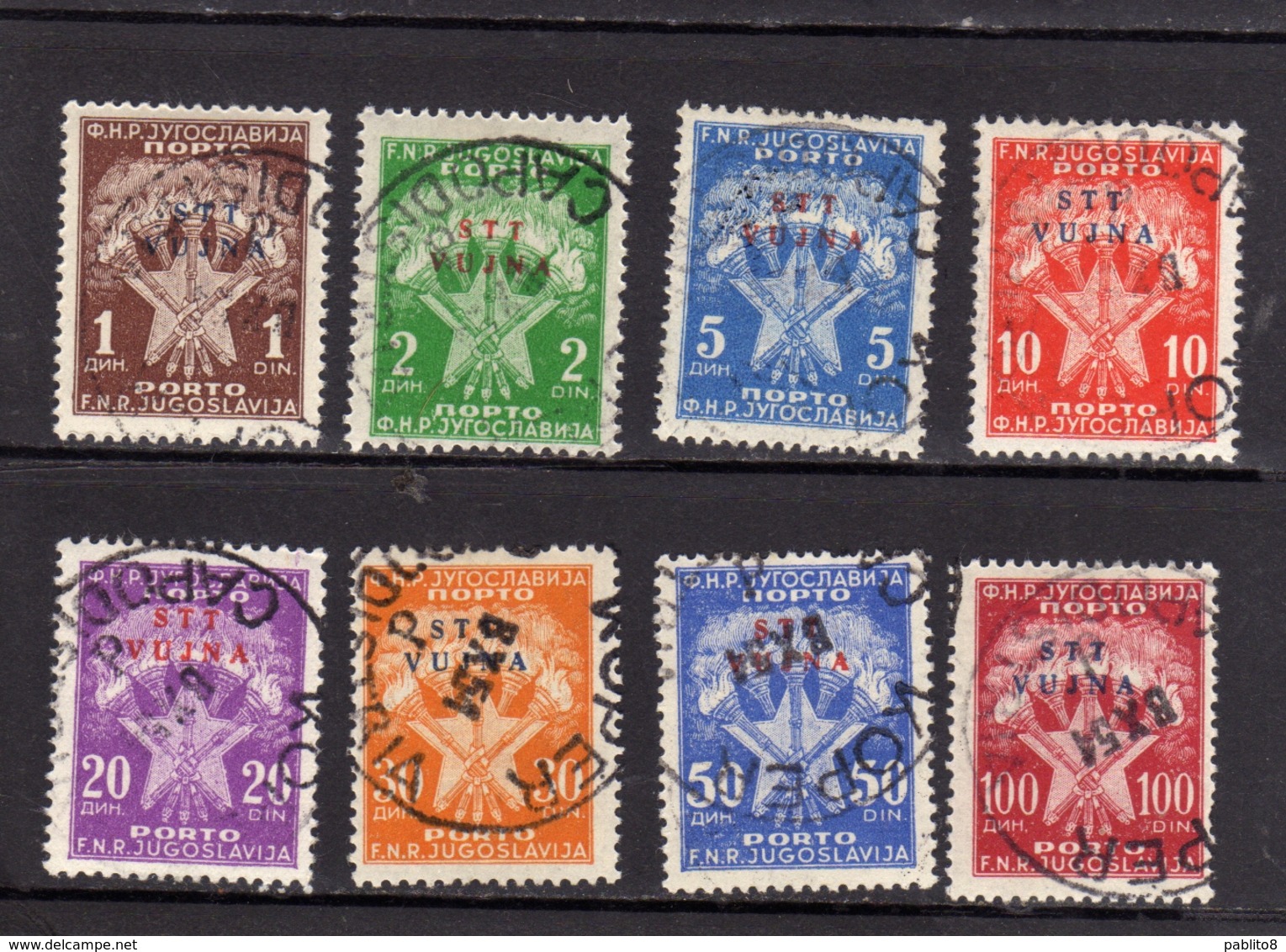 TRIESTE B 1952 SEGNATASSE TAXES TASSE POSTAGE DUE SERIE COMPLETA COMPLETE SET USATA USED OBLITERE' - Segnatasse