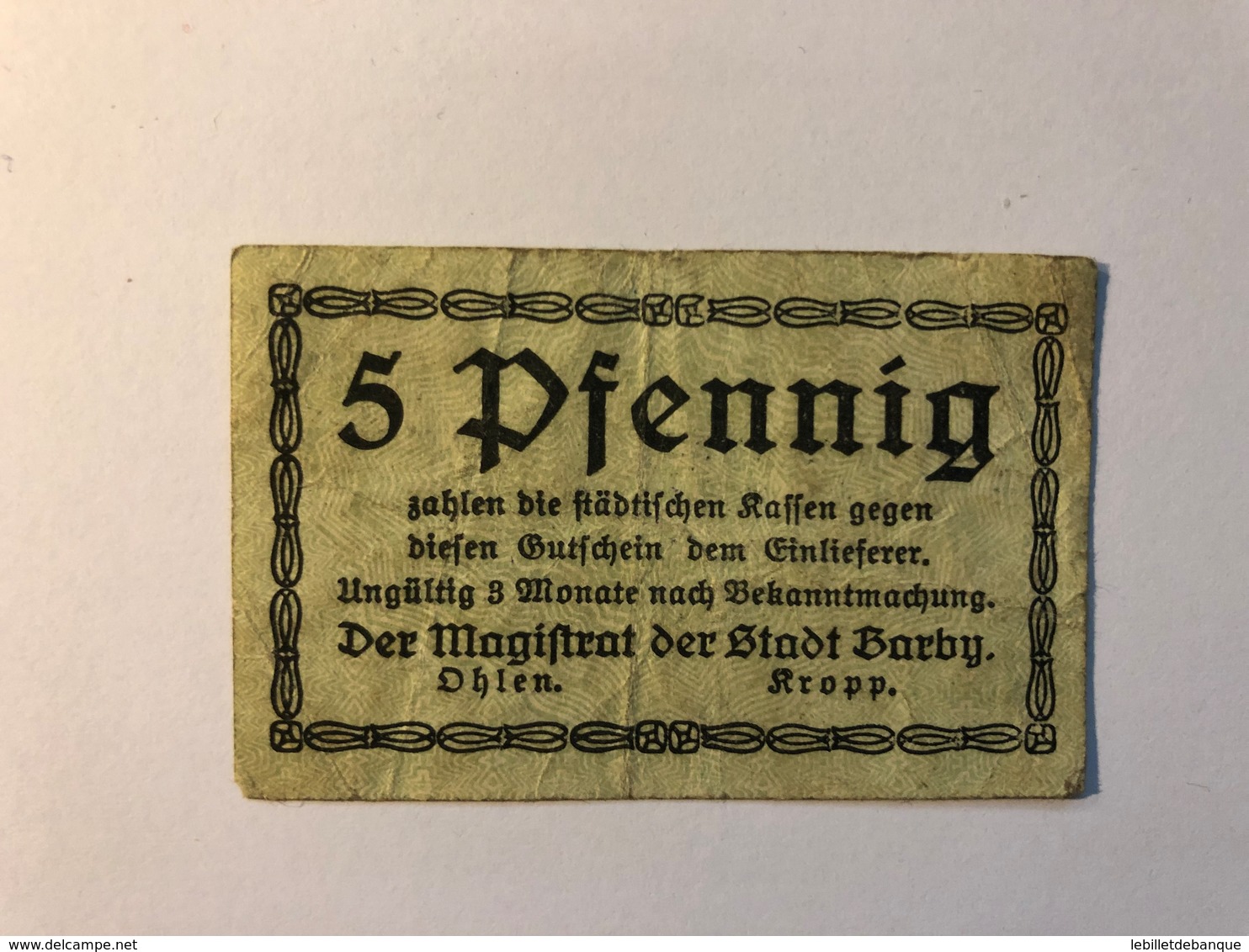 Allemagne Notgeld Barby 5 Pfennig - Collections