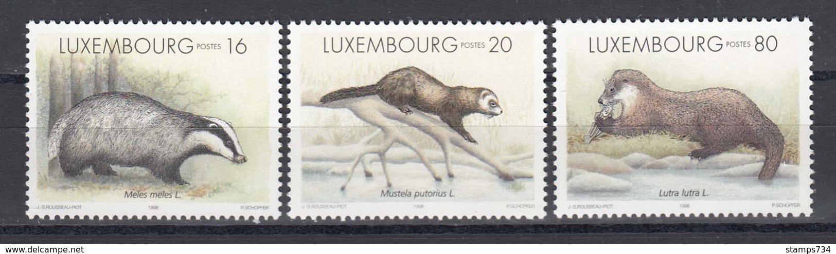 Luxembourg 1996 - Faune. Les Mustelides - 3 V., Neufs** - Neufs