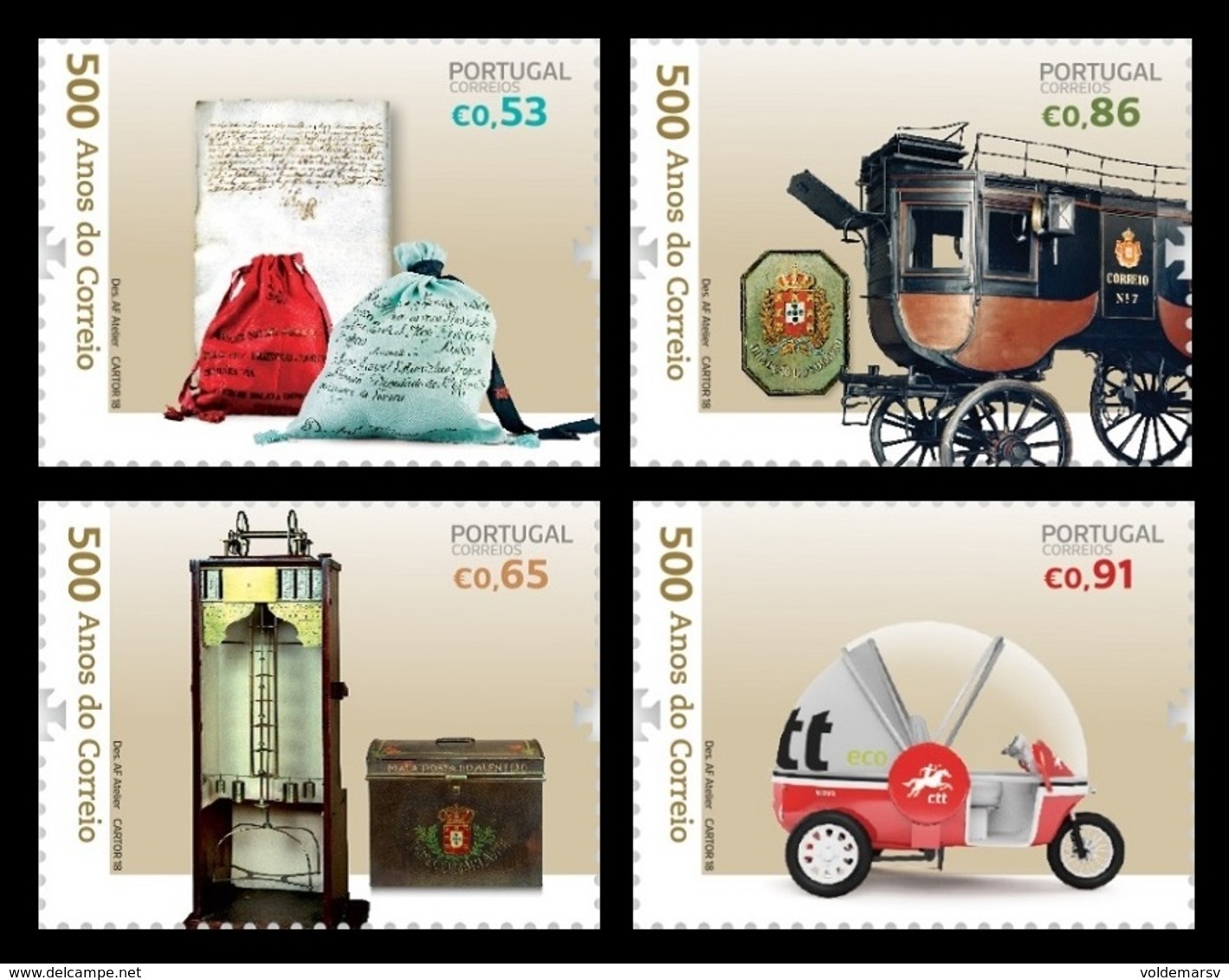 Portugal 2018 Mih. 4449/52 500 Years Of Postal Service. Mail Coach. Electric Vehicle MNH ** - Neufs