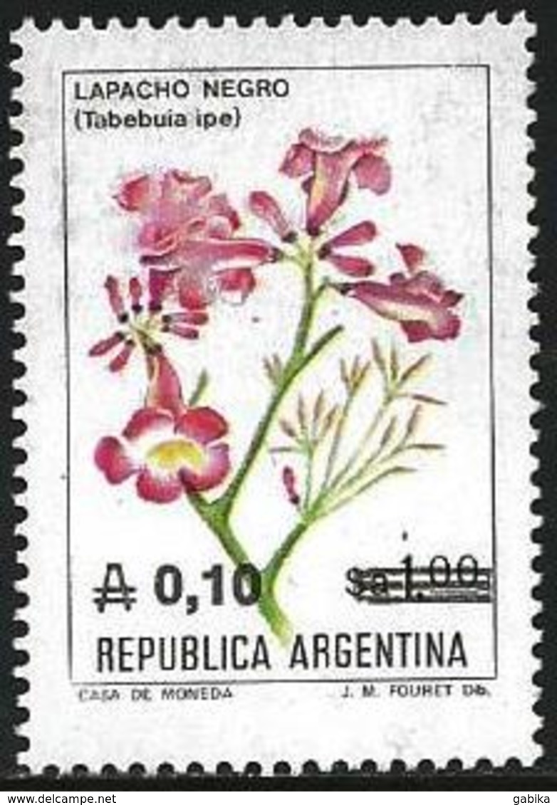 Argentina 1986 Scott 1530 MNH Flower Overprint - Ongebruikt