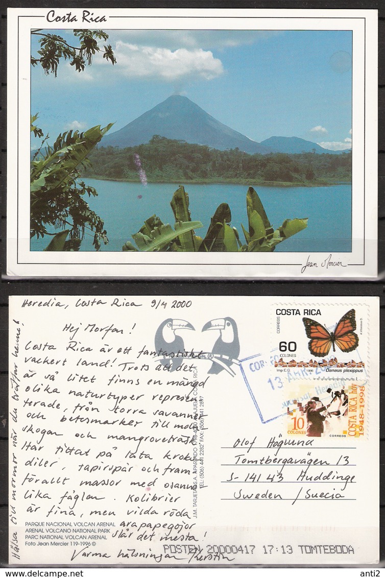 Costa Rica 1998-2000  Card With Two Stamps, Arena Vulcano National Park - Costa Rica