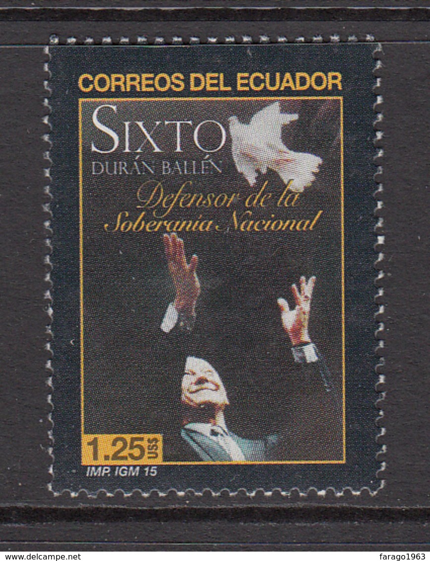 2015 Ecuador SIXTO National Peace Maker Complete Set Of 1 MNH - Ecuador