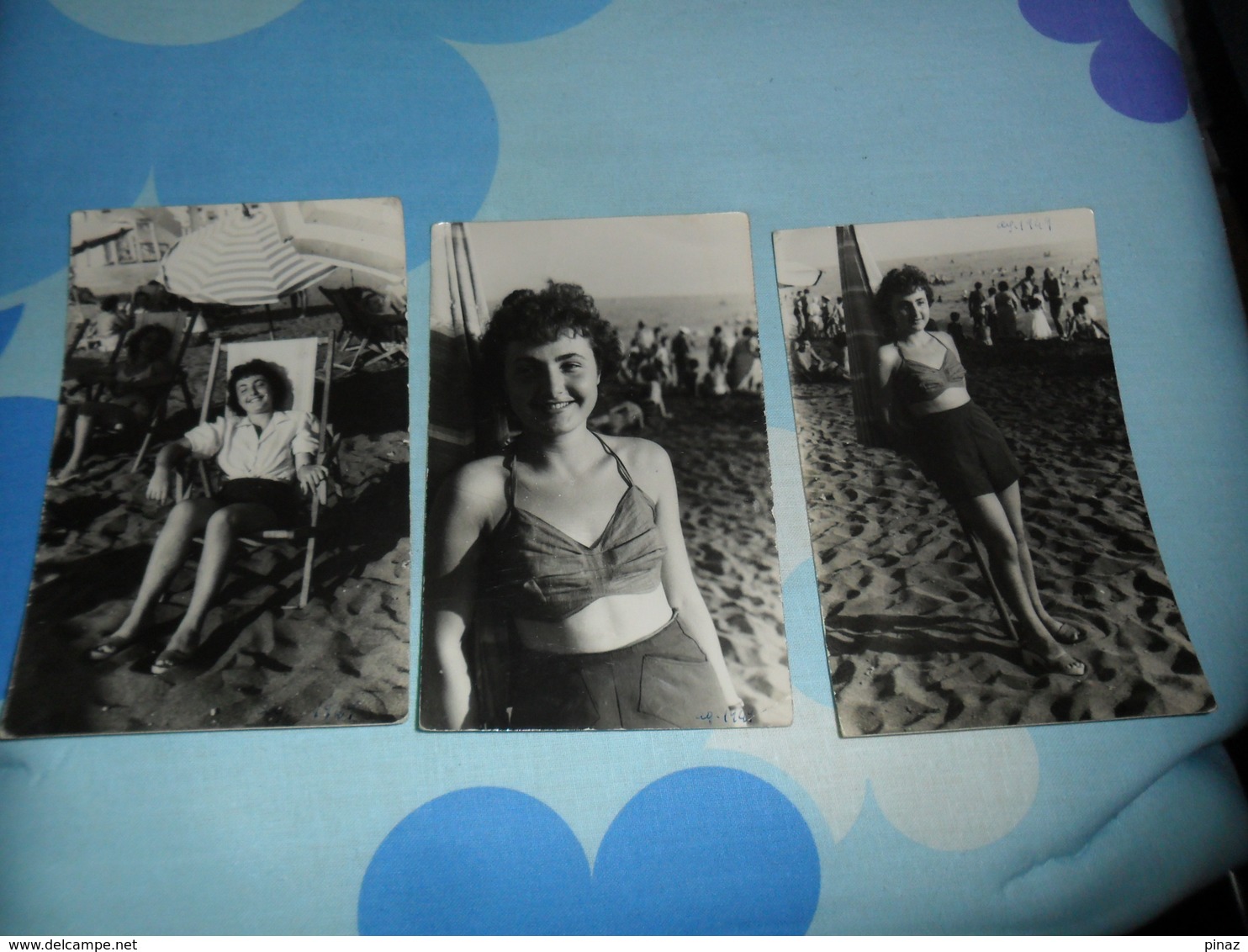 3 Foto Ragazza Al Mare 1949 - Pin-up