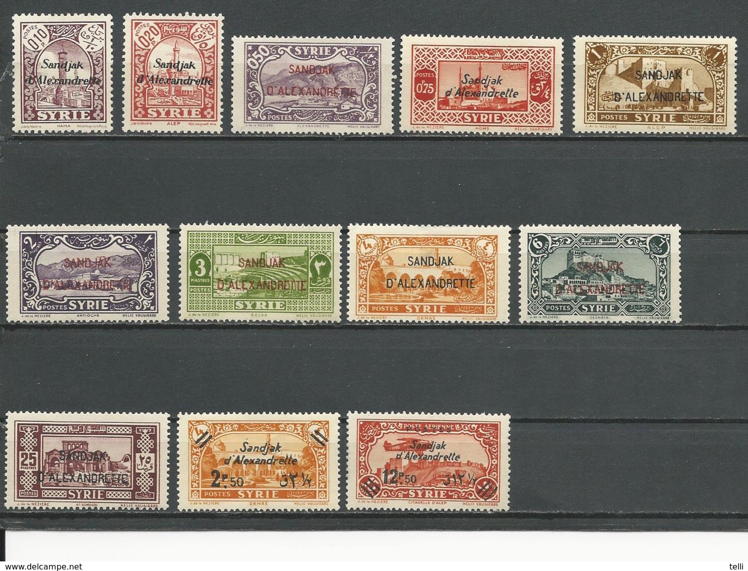 ALEXANDRETTE Scott 1-12 Yvert 1-12 (12) * Cote 90,00 $ 1938 - Unused Stamps
