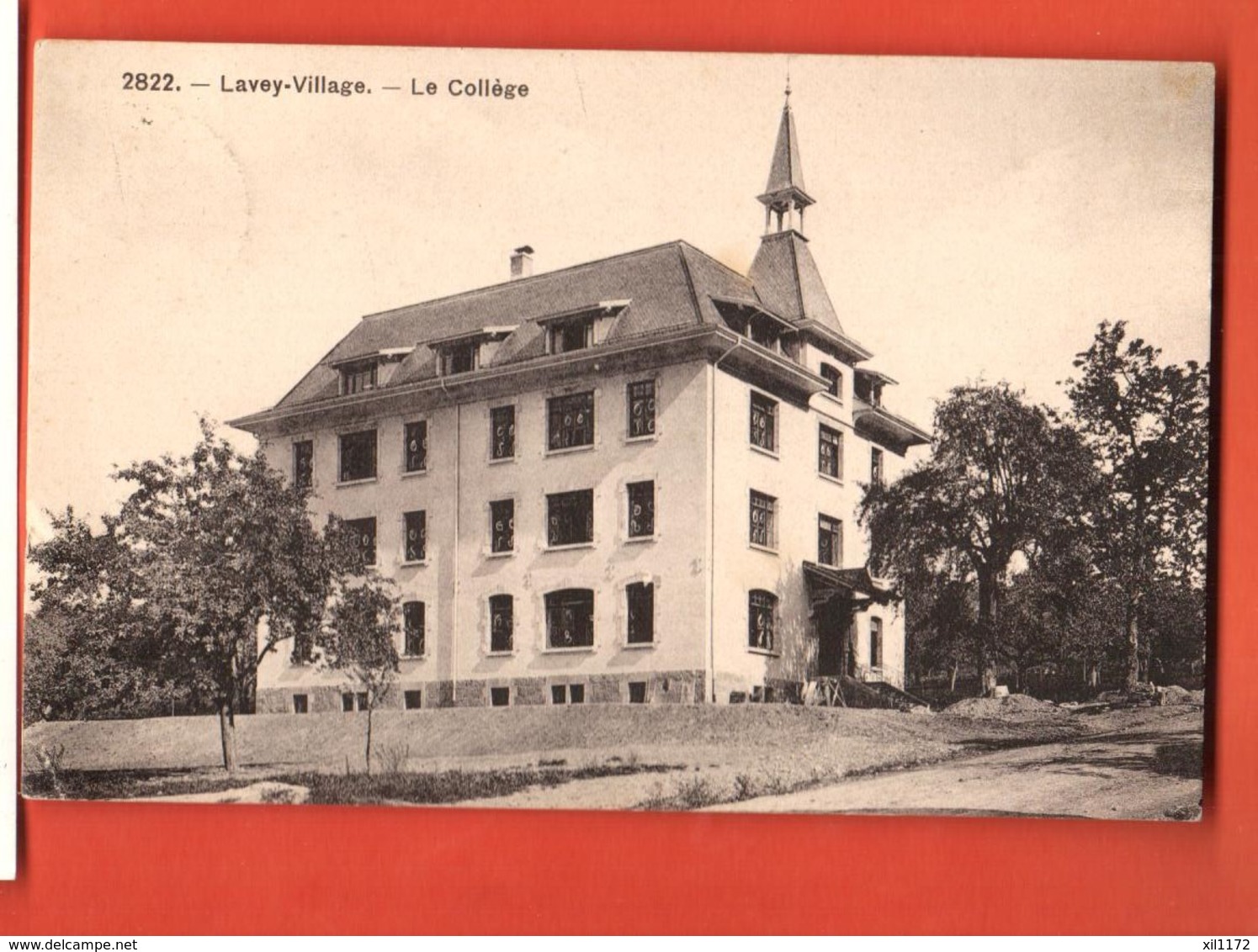 VAJ-03 Lavey-Village Le Collège. Circulé 1910. Phototypie 2822 - Lavey