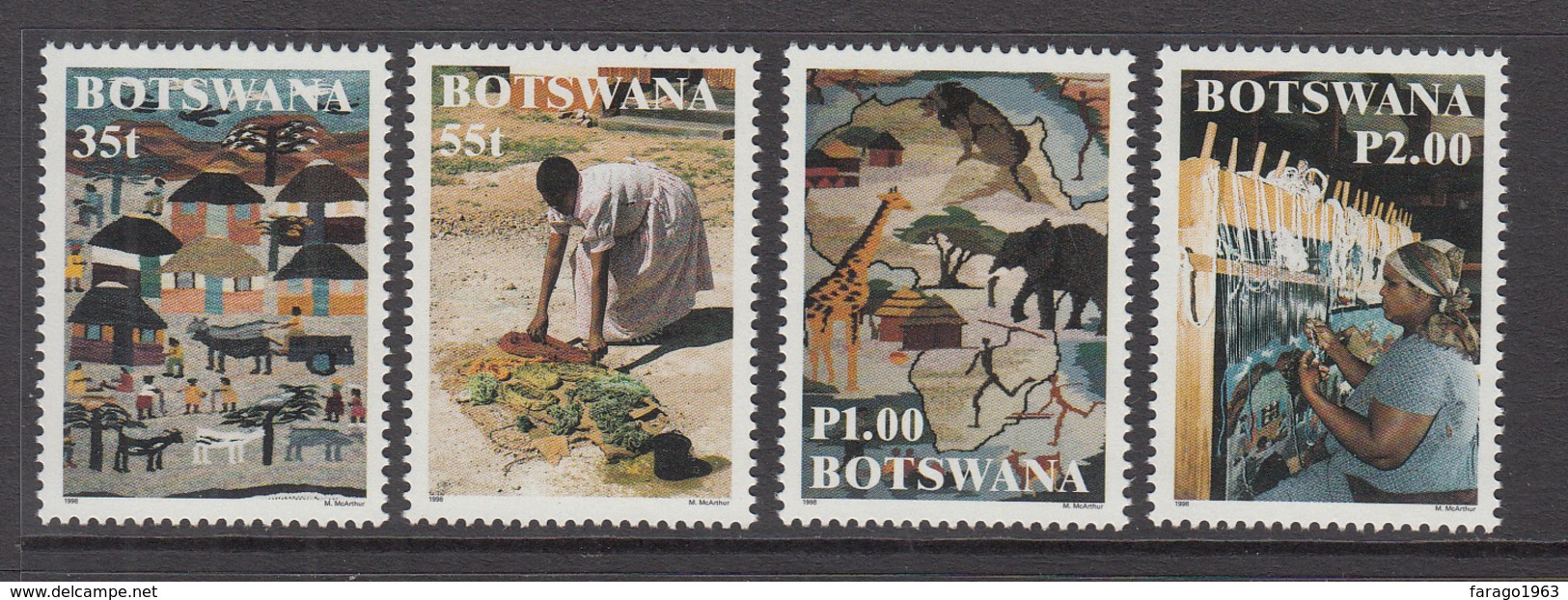 1998 Botswana Textiles Art Complete Set Of 4 MNH - Botswana (1966-...)