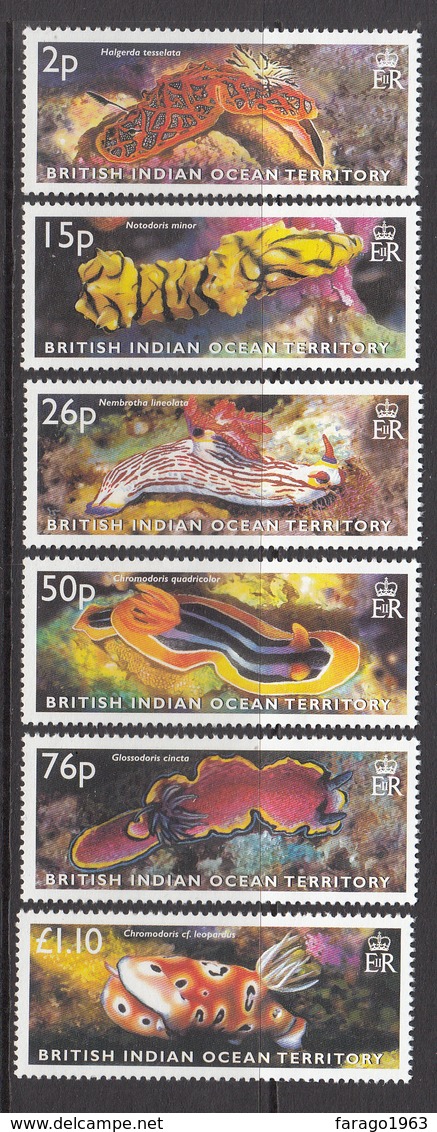 2003 British Indian Ocean Territory BIOT Sea Slugs  Complete Set Of 6 MNH - Britisches Territorium Im Indischen Ozean