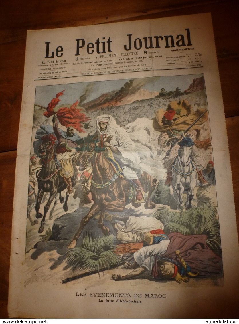 1908 LE PETIT JOURNAL:Manifestation Féministe "suffragettes",London (Miss Edith New); La Fuite D' Abd-el-Aziz(Maroc);etc - Le Petit Journal