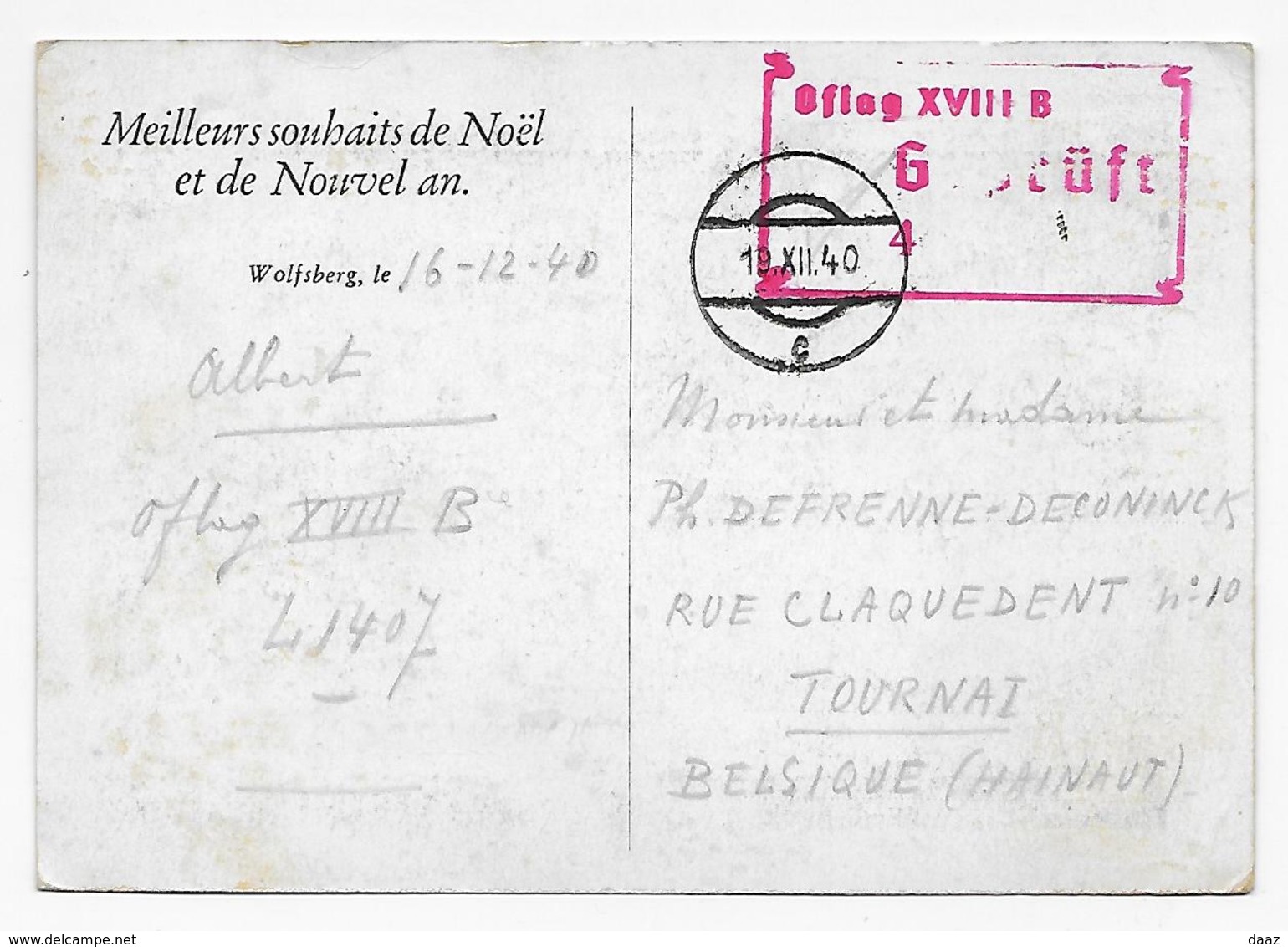 Correspondance Illustrée Prisonnier Oflag XVIII Wolfsberg Armée Belge Colonel A. Deconinck (Général Tournai Guerre 40-45 - Non Classés