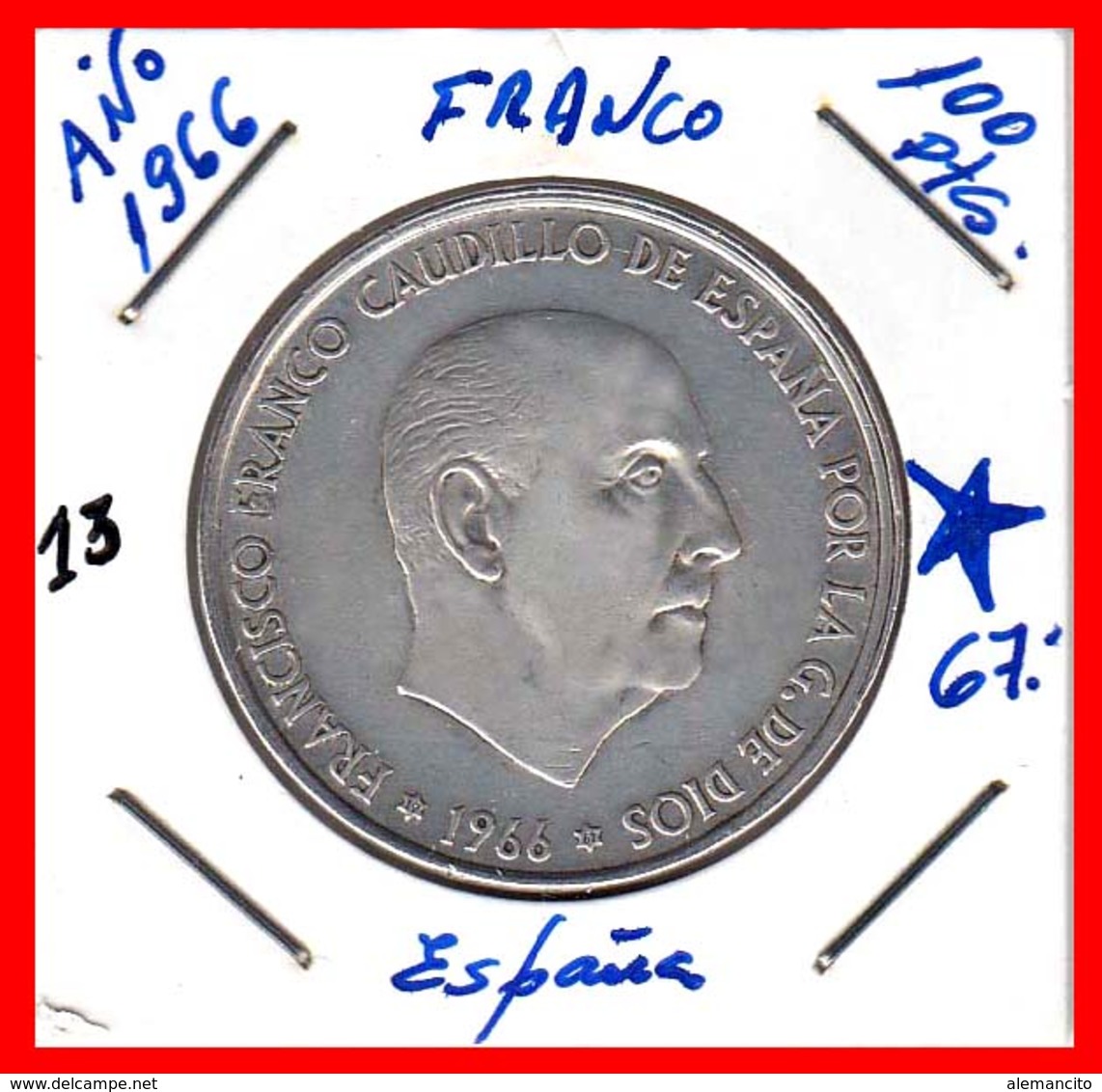 ESPAÑA: 100 PESETAS PLATA FRANCO 1966 *19* *67* - 100 Pesetas