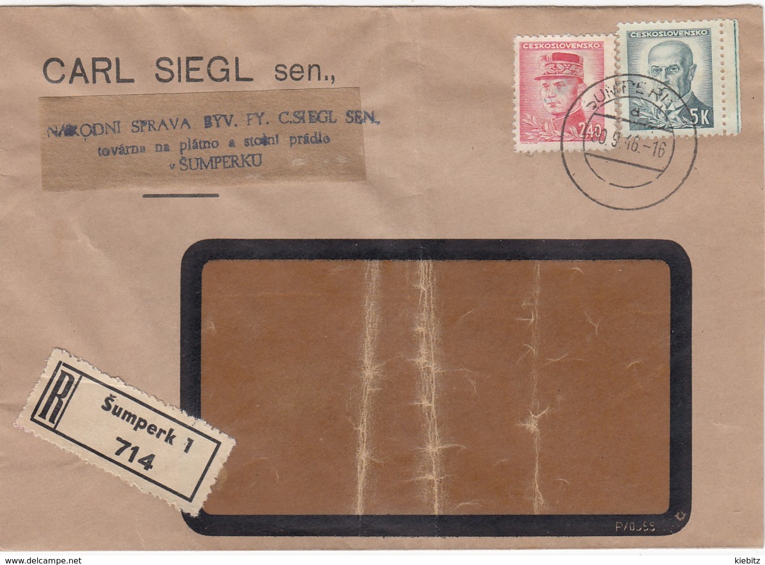 CSSR 1945 - Rekobrief  MiNr: 468+471 - Briefe U. Dokumente