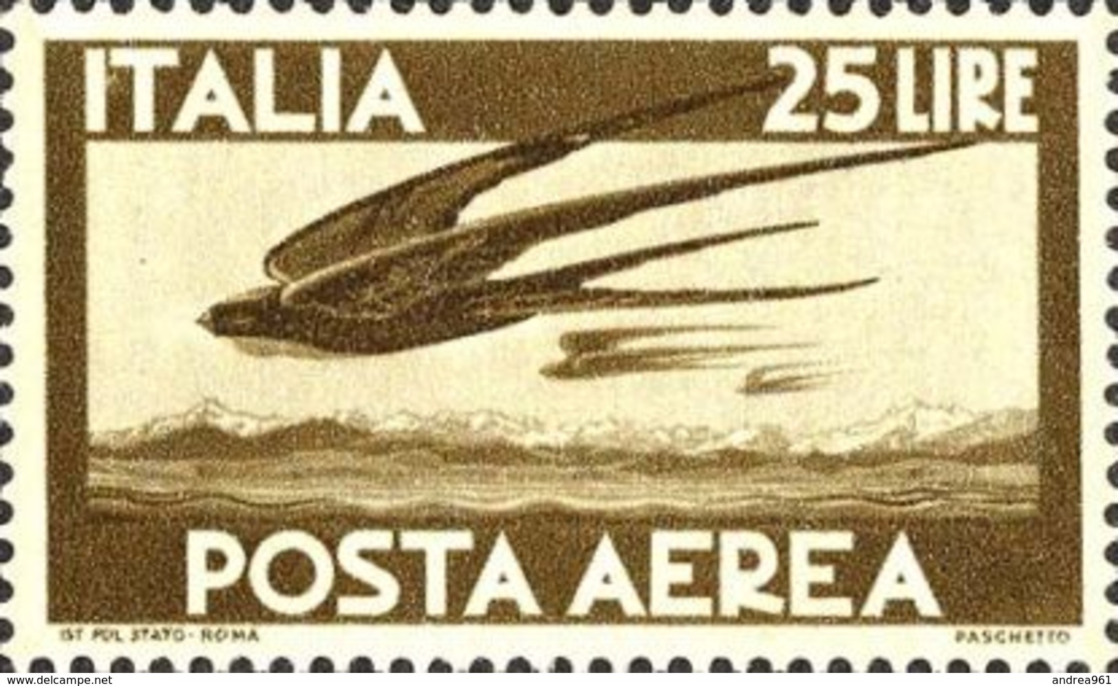 1945 - Serie Democratica Posta Aerea Lire 25 Bruno - Nuovo Gomma Integra - Airmail