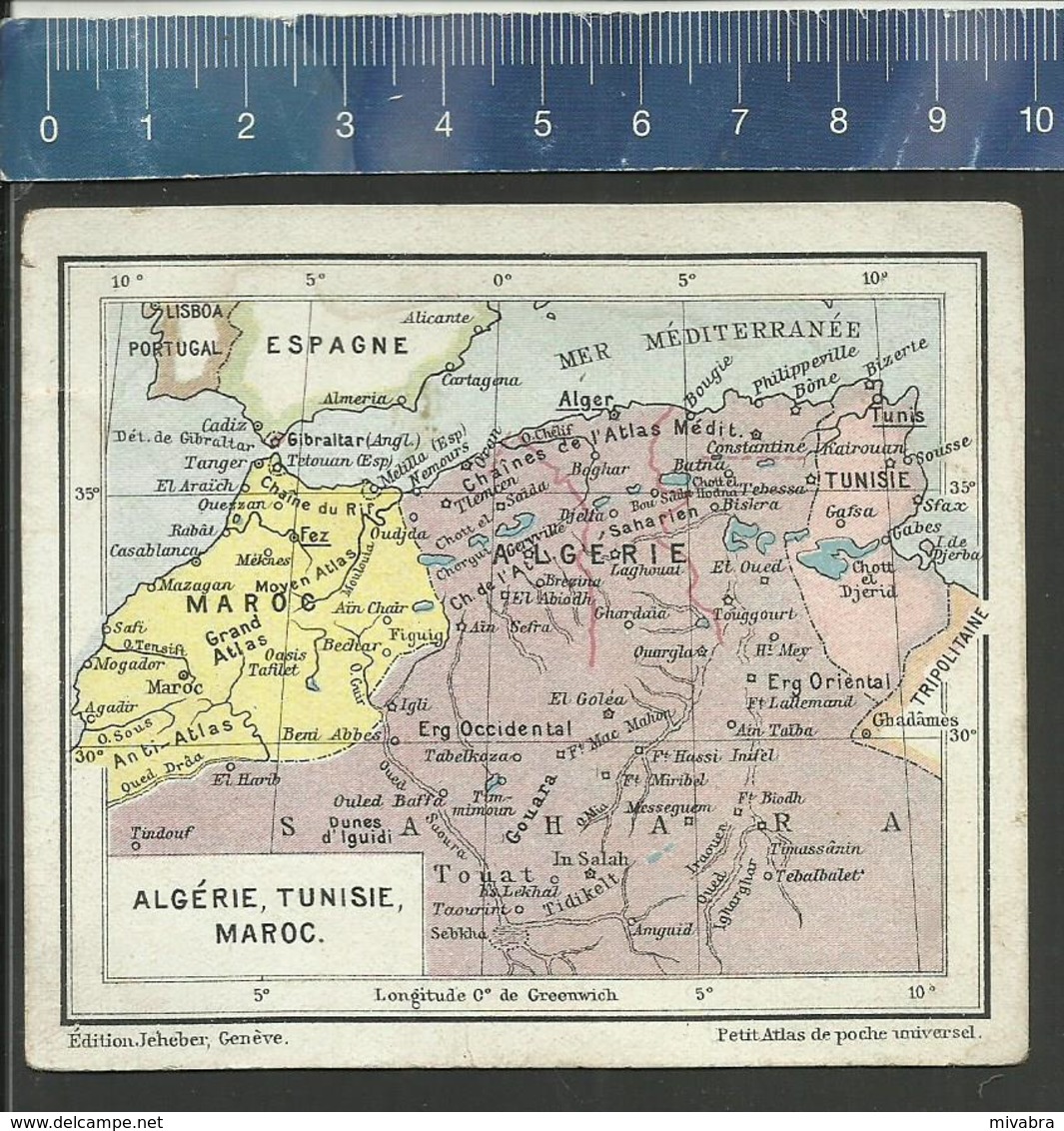 ALGÉRIE - TUNISIE - MAROC - CARTE ANCIENNE -  PETIT ATLAS DE POCHE UNIVERSEL ÉDITIONS JEHEBER GENÈVE - Geographical Maps
