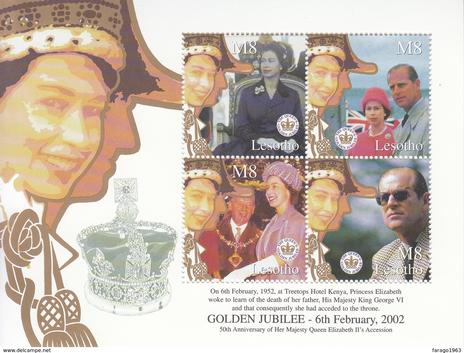 2002 Lesotho QEII Royalty 50th Anniversary Complete Set Of 2 Sheets MNH - Lesotho (1966-...)