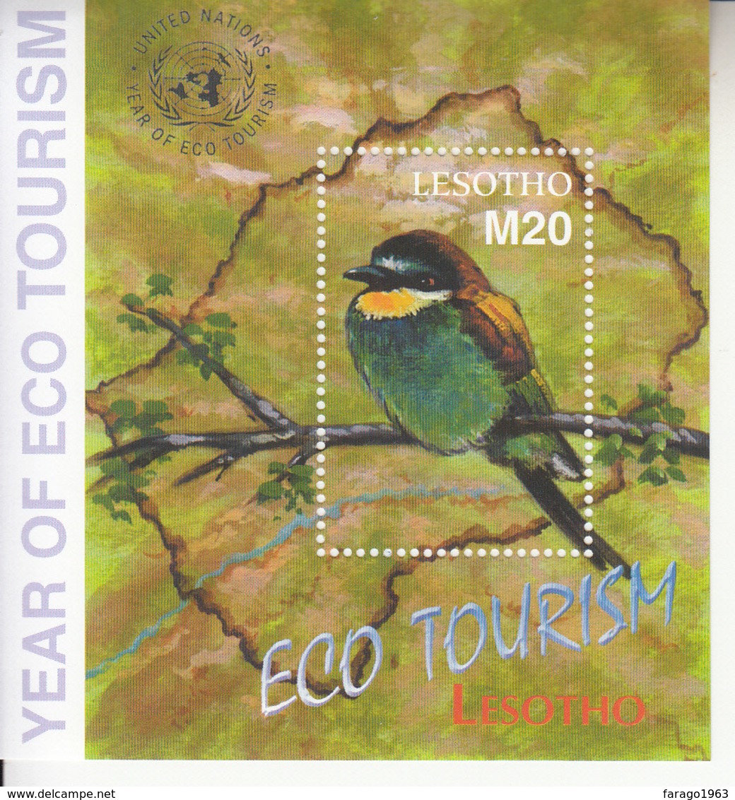 2002 Lesotho Ecotourism Birds Lions Frogs Horses Complete Set Of 2 Sheets MNH - Lesotho (1966-...)