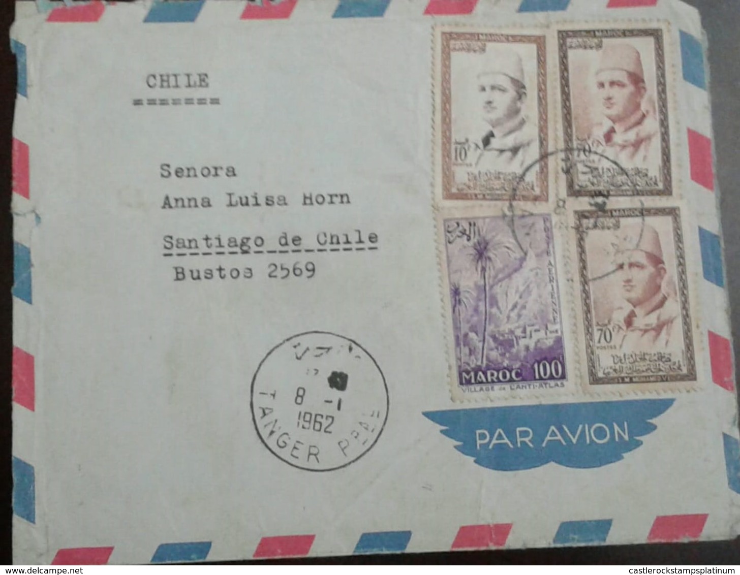 O) 1962 MOROCCO, SULTAN MOHAMMED V. SCT 2 10f, SCT 7 70fr, VILLAGE OF THE ANTI ATLAS SCT C53, FROM TANGER TO CHILE, XF - Morocco (1956-...)