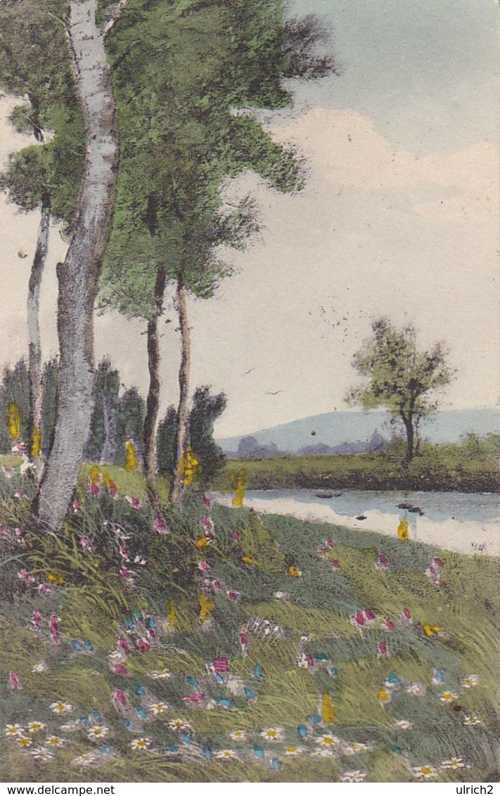 AK Flusslandschaft Mit Blumen - Feldpost 9. Battr. Fussart, Rgt. Nr. 9 - 1917 (38569) - 1900-1949