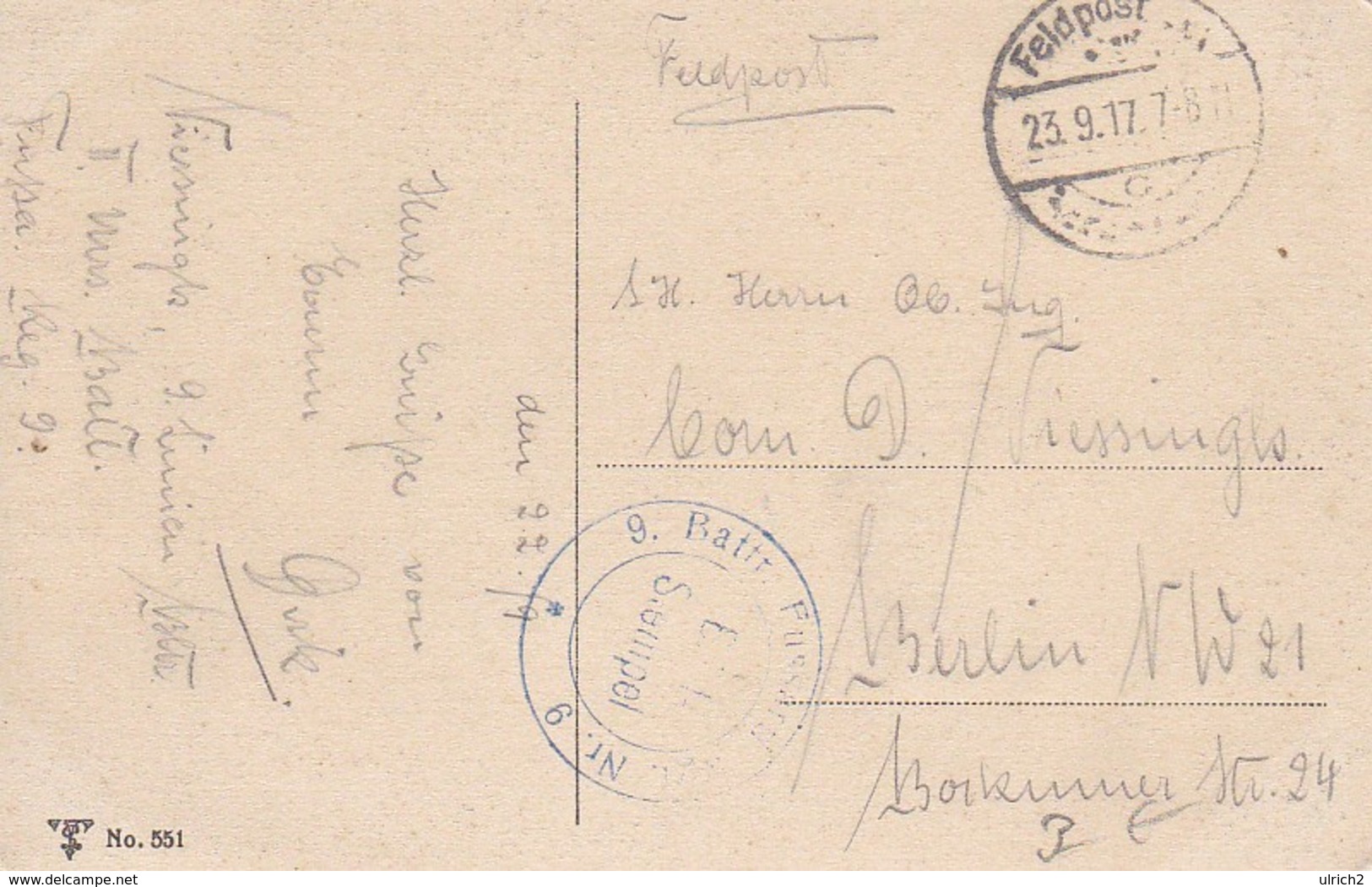 AK Flusslandschaft Mit Blumen - Feldpost 9. Battr. Fussart, Rgt. Nr. 9 - 1917 (38569) - 1900-1949