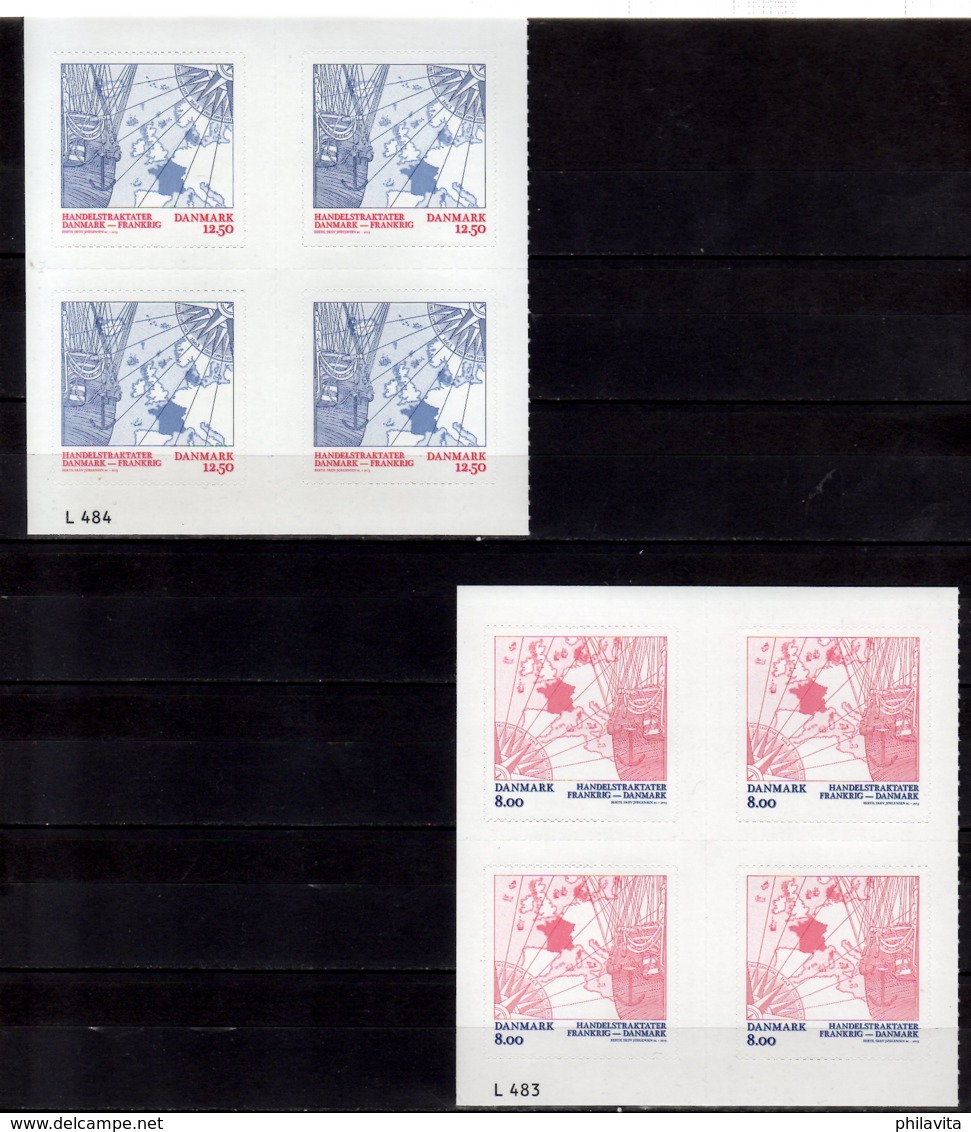 2013 Denmark - 300 Years Trade Treaty With France - Joint Issue With France - Blocks Of 4 MNH** MiNr. 1761 - 1762 - Gemeinschaftsausgaben