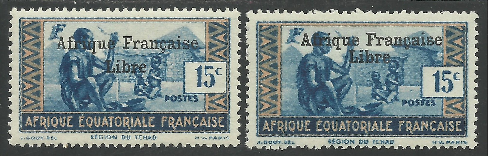 AFRIQUE EQUATORIALE FRANCAISE - AEF - A.E.F. - 1941 - YT 161b** - VARIETE - SURCHARGE ESPACEE - Neufs