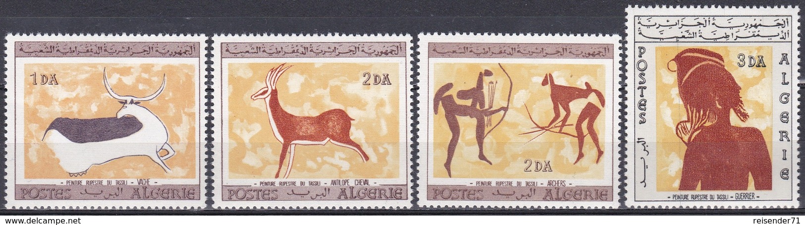 Algerien Algeria 1967 Kunst Arts Kultur Culture Felszeichnungen Petroglyphs Tassili N’Ajjer Antilopen, Mi. 467-0 ** - Algerien (1962-...)