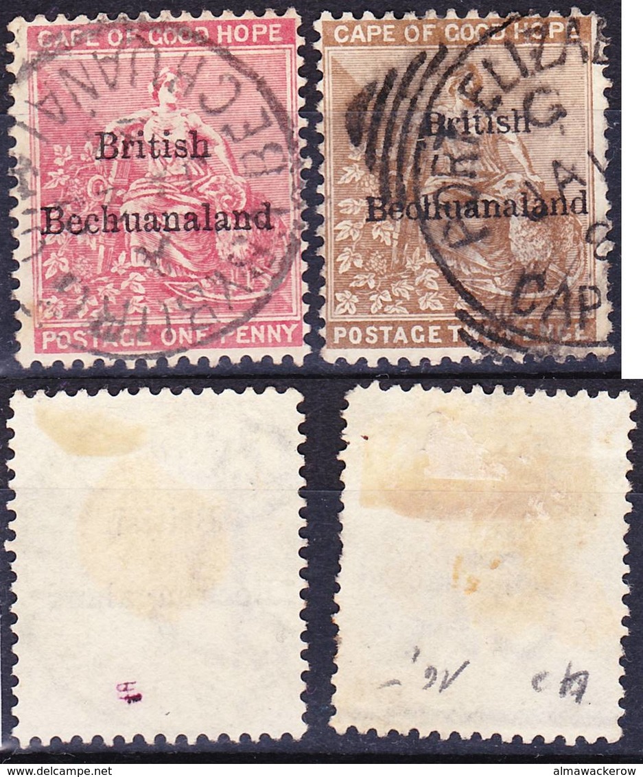 Bechuanaland 1885 Mi 3-4 Overprint "British Bechuanaland" Without Dot!, Nice Cancellation Used O, I Sell My Collection! - 1885-1895 Kolonie Van De Kroon