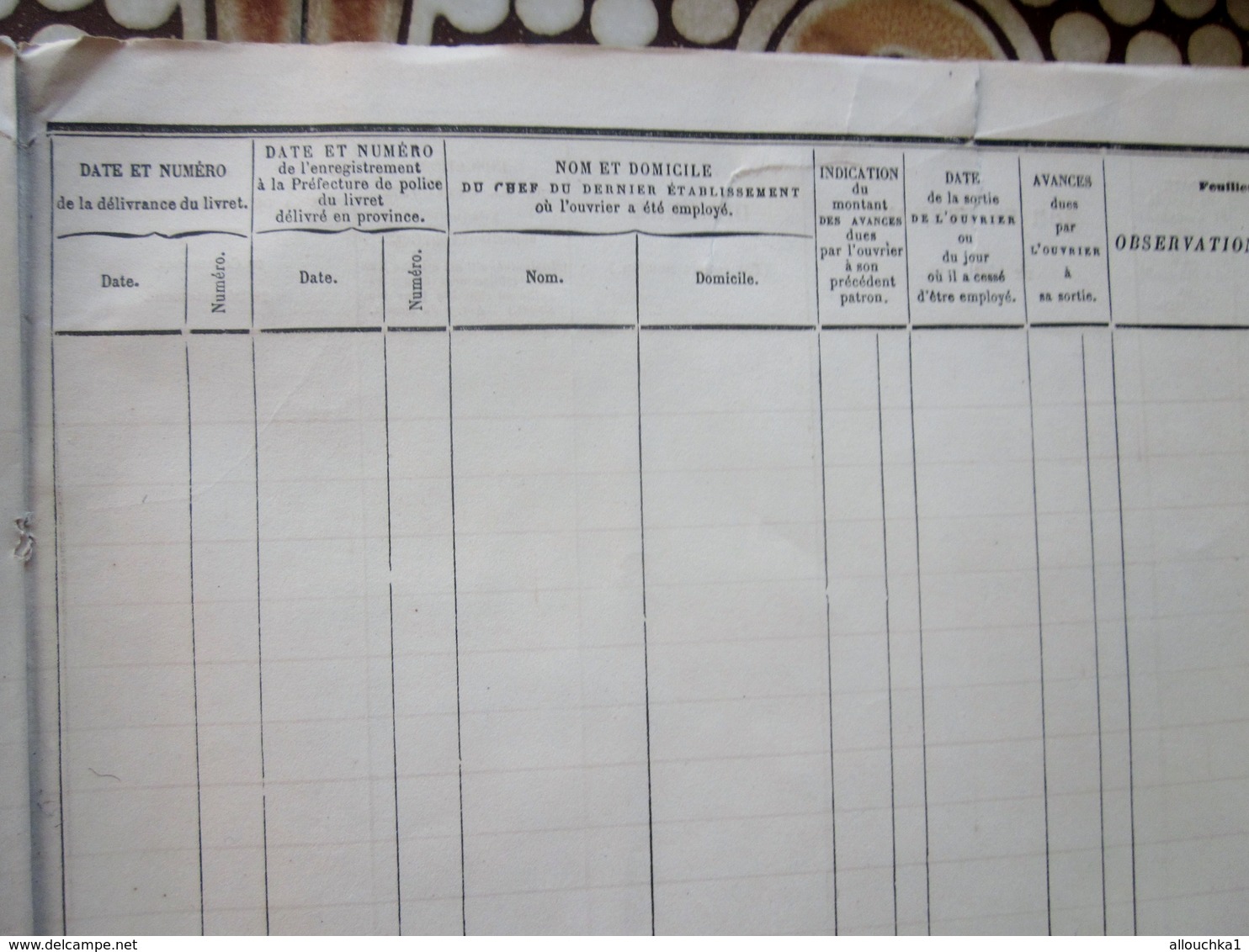 1864 ENREGISTREMENT LIVRET D'OUVRIER PREFET POLICE ORDONNANCES INSTRUCTION+TIMBRES POSTE ANCIENS VOIR SCANNS - Reliures Et Feuilles