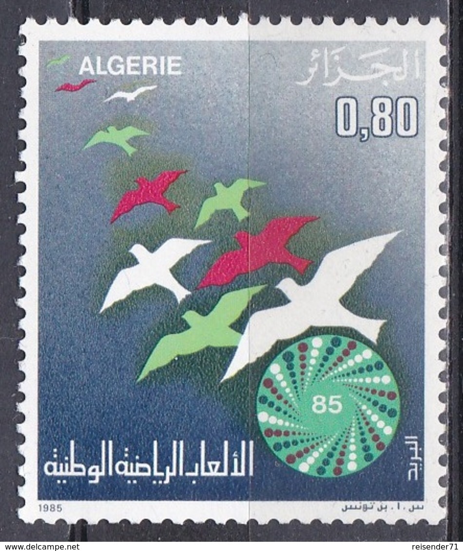 Algerien Algeria 1985, Sport Spiele Tiere Animals Vögel Birds Nationale Sportspiele, Mi. 877 ** - Algerien (1962-...)