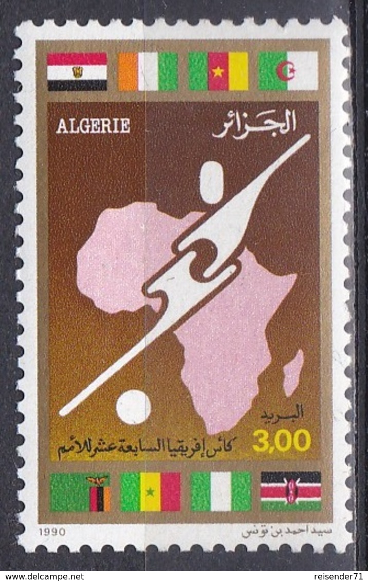 Algerien Algeria 1990, Sport Spiele Fußball Football Soccer Fahnen Flaggen Flags Cup, Mi. 1016 ** - Algerien (1962-...)