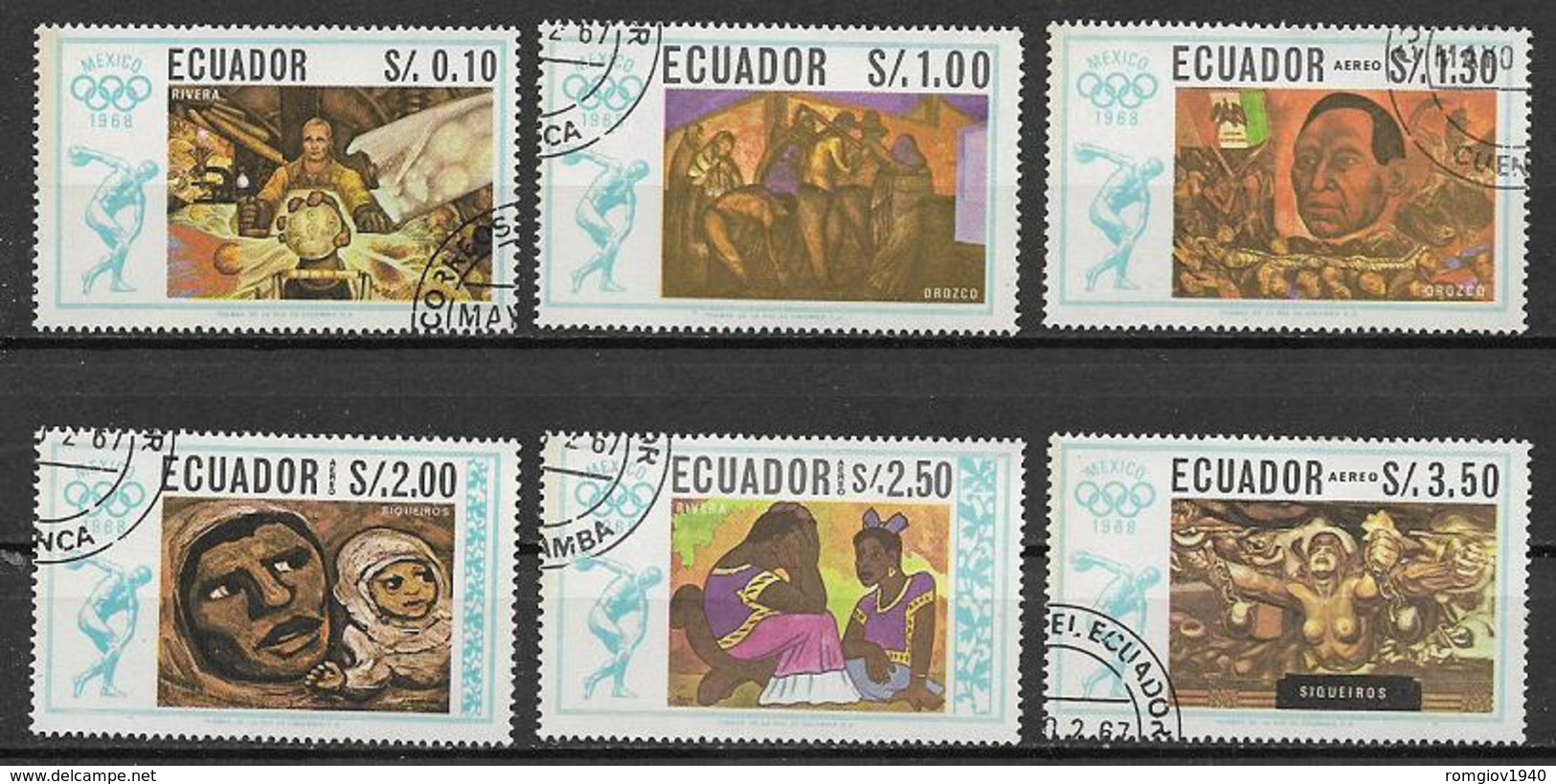 ECUADOR 1967  GIOCHI OLIMPICI DEL MESSICO YVERT. 775-776+POSTA AEREA 478-481 USATA VF - Ecuador
