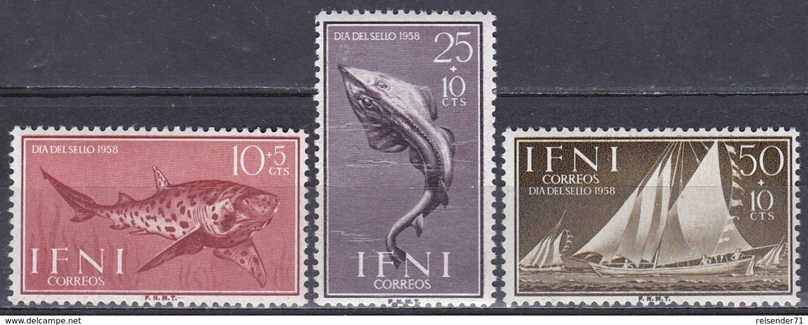 Spanien Espana Ifni 1958 Tiere Fauna Animals Fische Fish Poissons Peces Pesci Schiffe Ships Seefahrt, Mi. 178-0 ** - Ifni