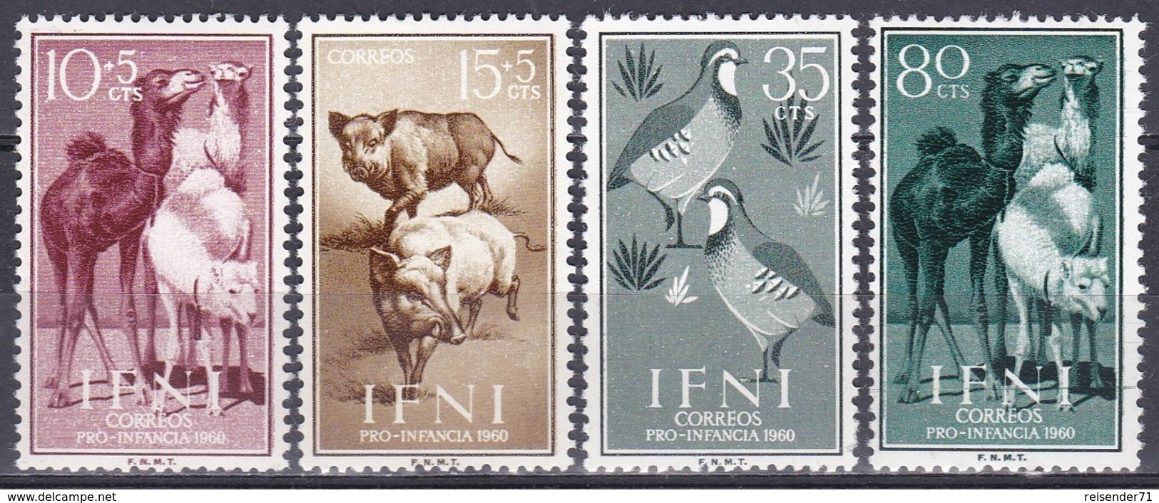 Spanien Espana Ifni 1960 Tiere Fauna Animals Kamele Camels Wildschweine Boars Hühner Fowls, Mi. 188-1 ** - Ifni