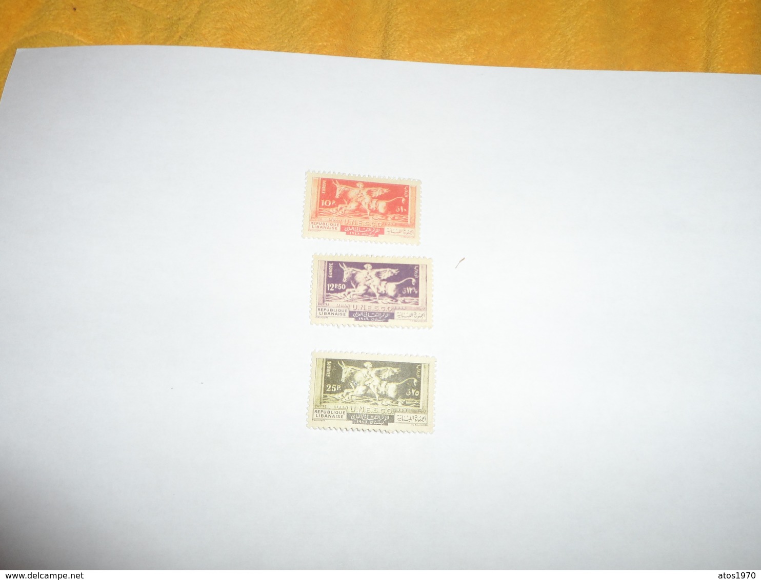 LOT DE 3 TIMBRES NEUFS  UNESCO. LIBAN. 1948. REPUBLIQUE LIBANAISE.. - Liban