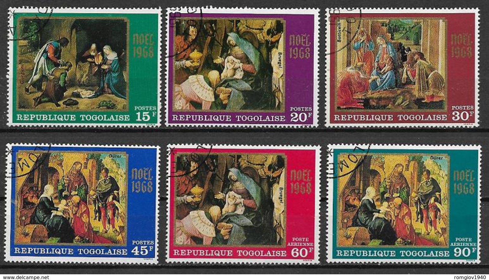 TOGO 1963 NATALE YVERT. 593-596 + POSTA AEREA  102-103 USATA VF - Togo (1960-...)