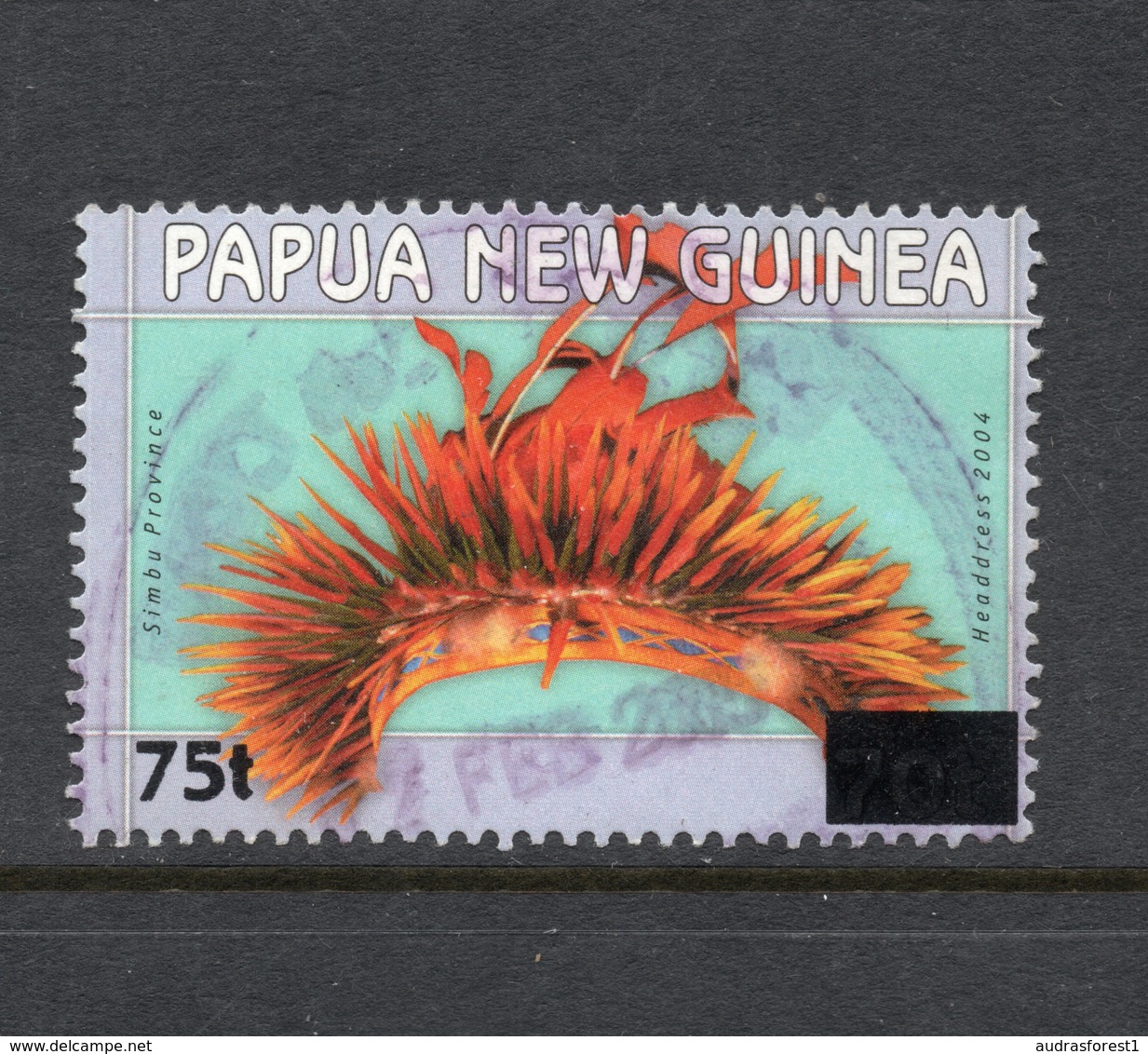 2005 Overprint 75t PAPUA NEW GUINEA SIMBU PROVINCE HEADRESS- Surcharged On Value 70t VERY FINE USED - Papua Nuova Guinea