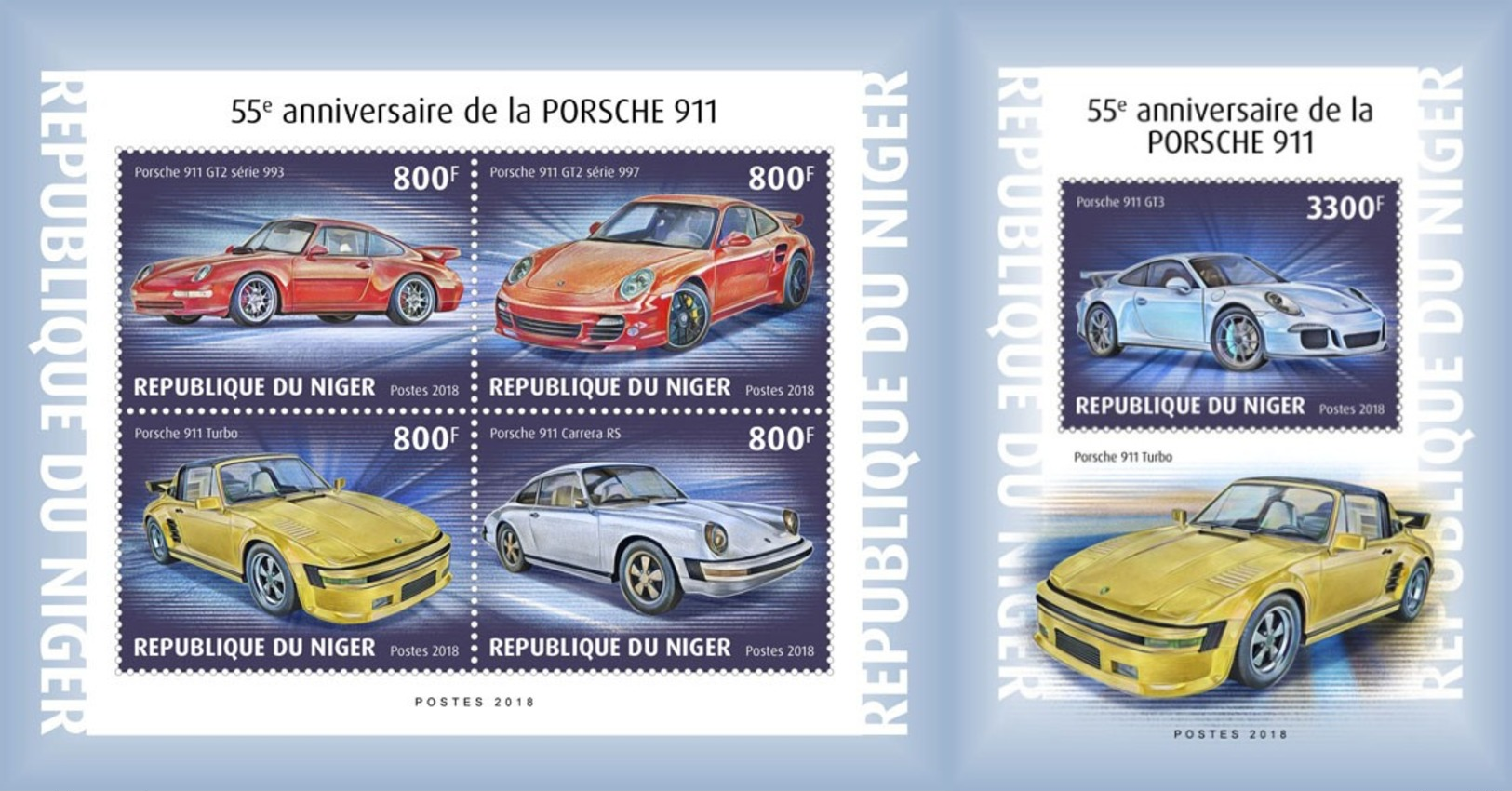 Z08 NIG18624ab Niger 2018 Porsche 12 MNH ** Postfrisch Set - Niger (1960-...)