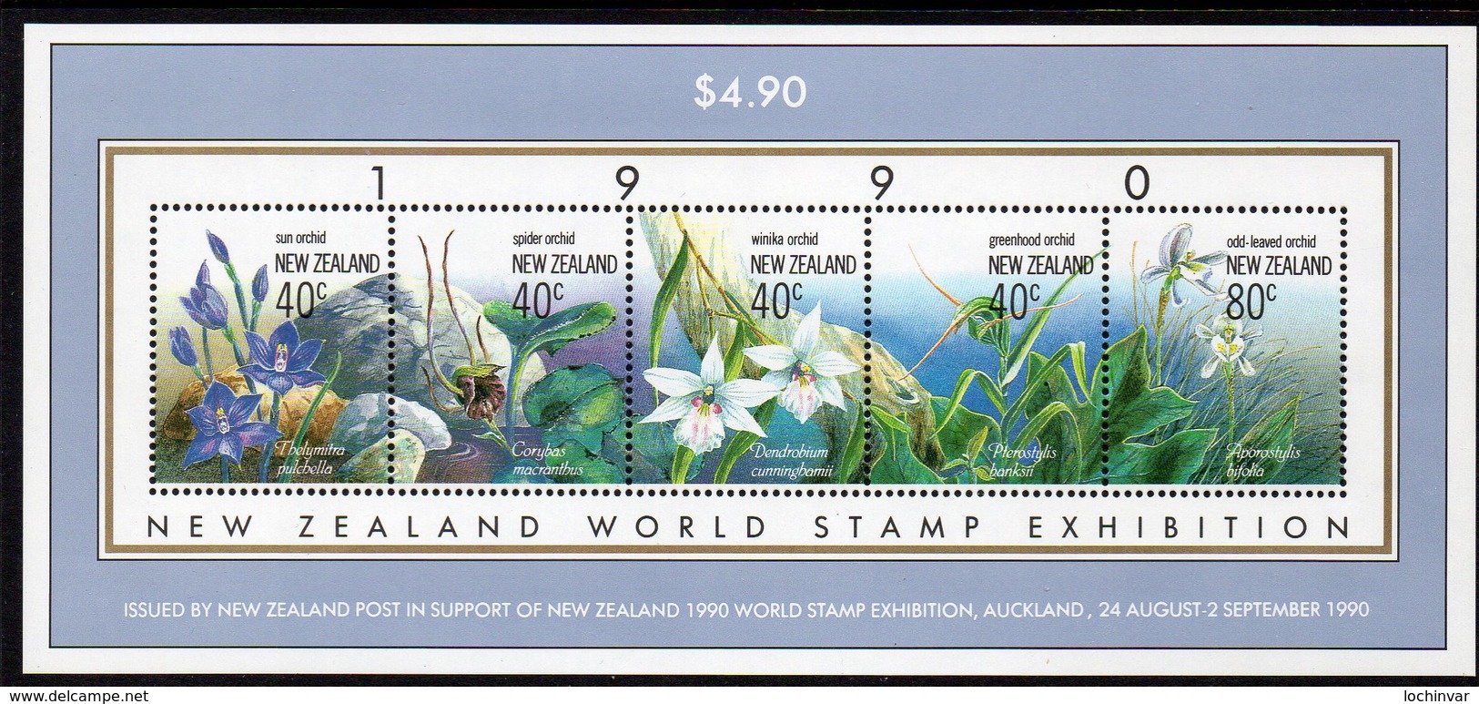 NEW ZEALAND, 1990 ORCHIDS MINISHEET MNH - Nuovi