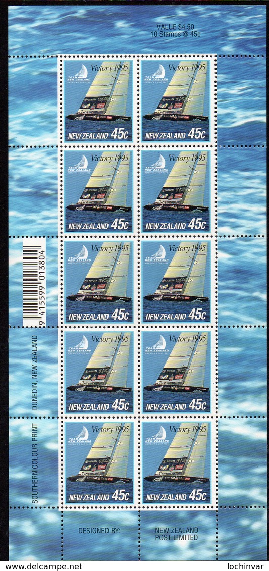 NEW ZEALAND, 1995 AMERICAS CUP SHEETLET MNH - Unused Stamps