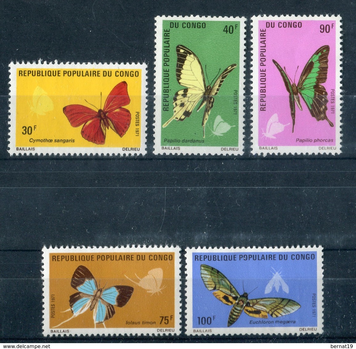 Congo 1971. Yvert 303-07 * MH. - Nuevas/fijasellos