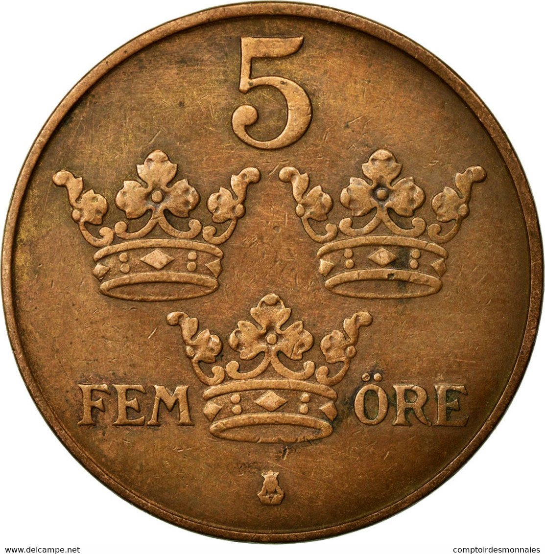 Monnaie, Suède, Gustaf V, 5 Öre, 1936, TTB, Bronze, KM:779.2 - Suède