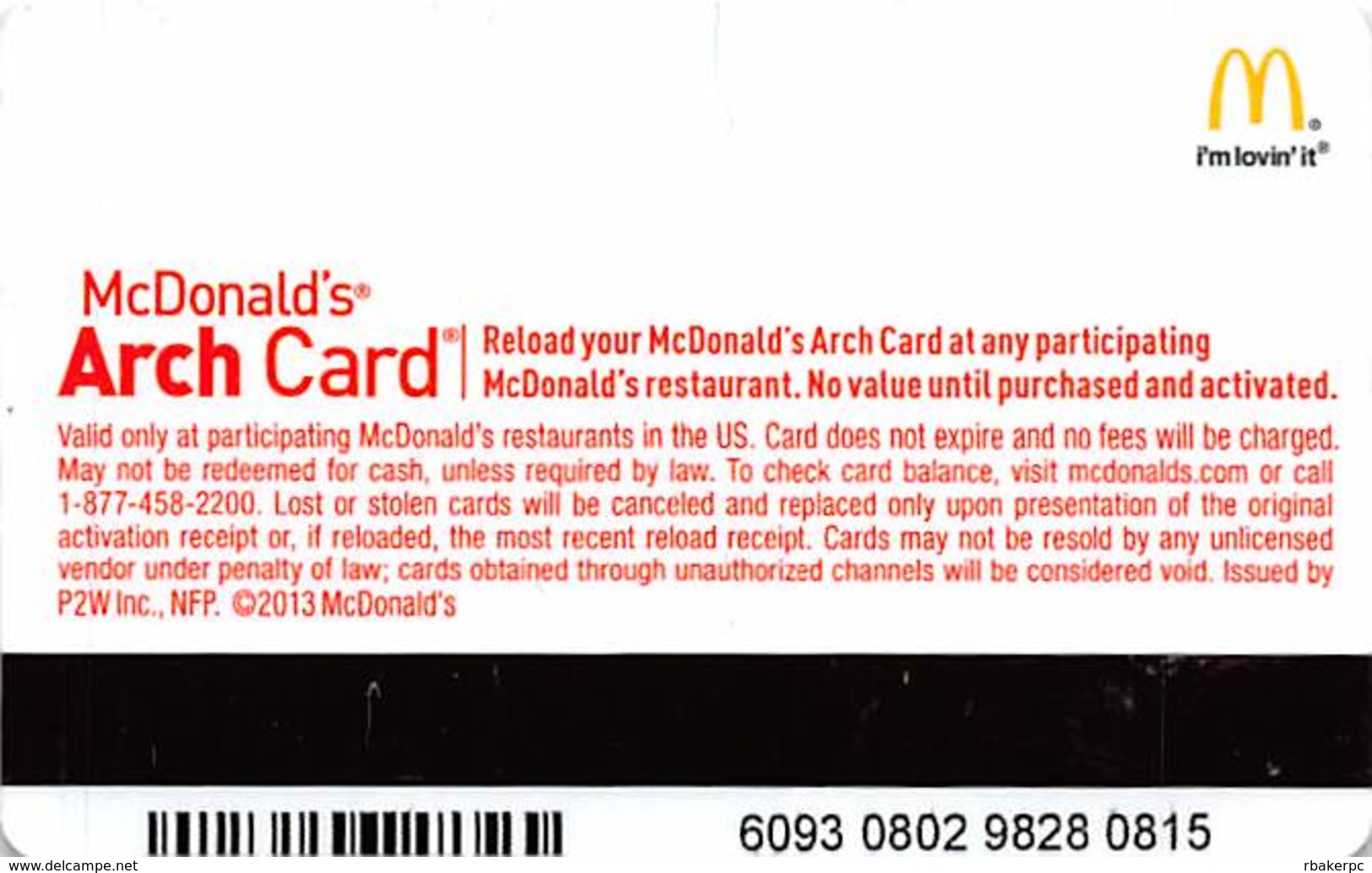 McDonalds Gift Card Copyright 2013 - Gift Cards