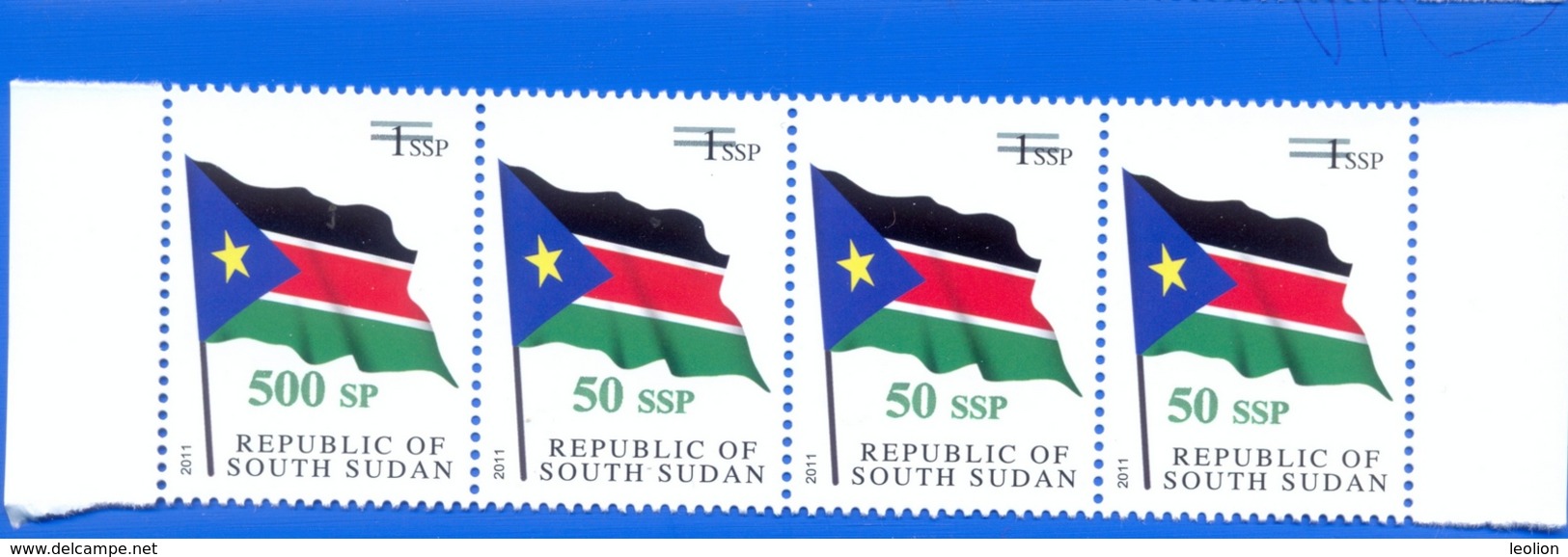 SOUTH SUDAN Surcharge Overprint ERROR On The 50 SSP OP On 1 SSP Flag Stamp:  500 SP Südsudan Soudan Du Sud - Sud-Soudan