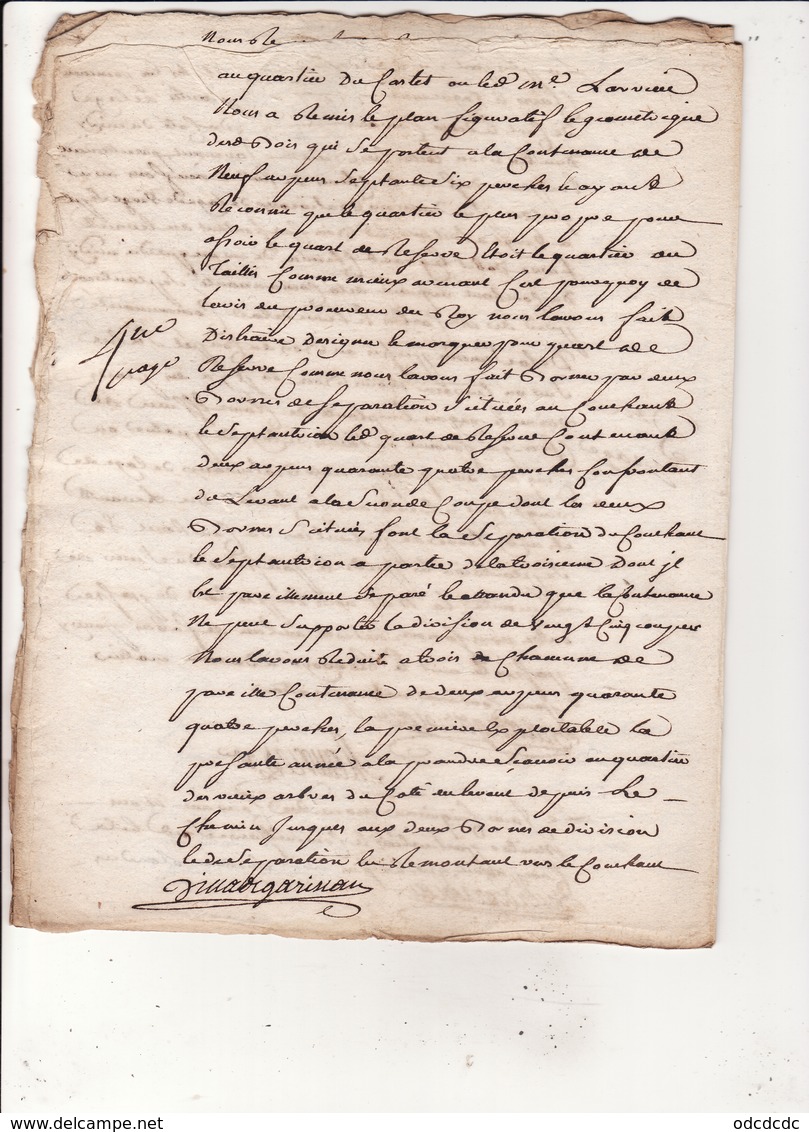 Gen  D'Auch 4 Nov 1750 Eaux Et Forets Procès Verbal De Division Des Coupes De Fabas '6 Scans - Cachets Généralité