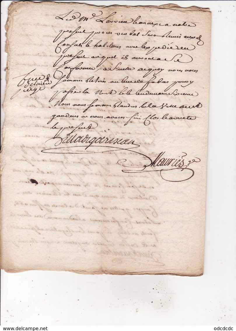 Gen  D'Auch 4 Nov 1750 Eaux Et Forets Procès Verbal De Division Des Coupes De Fabas '6 Scans - Cachets Généralité