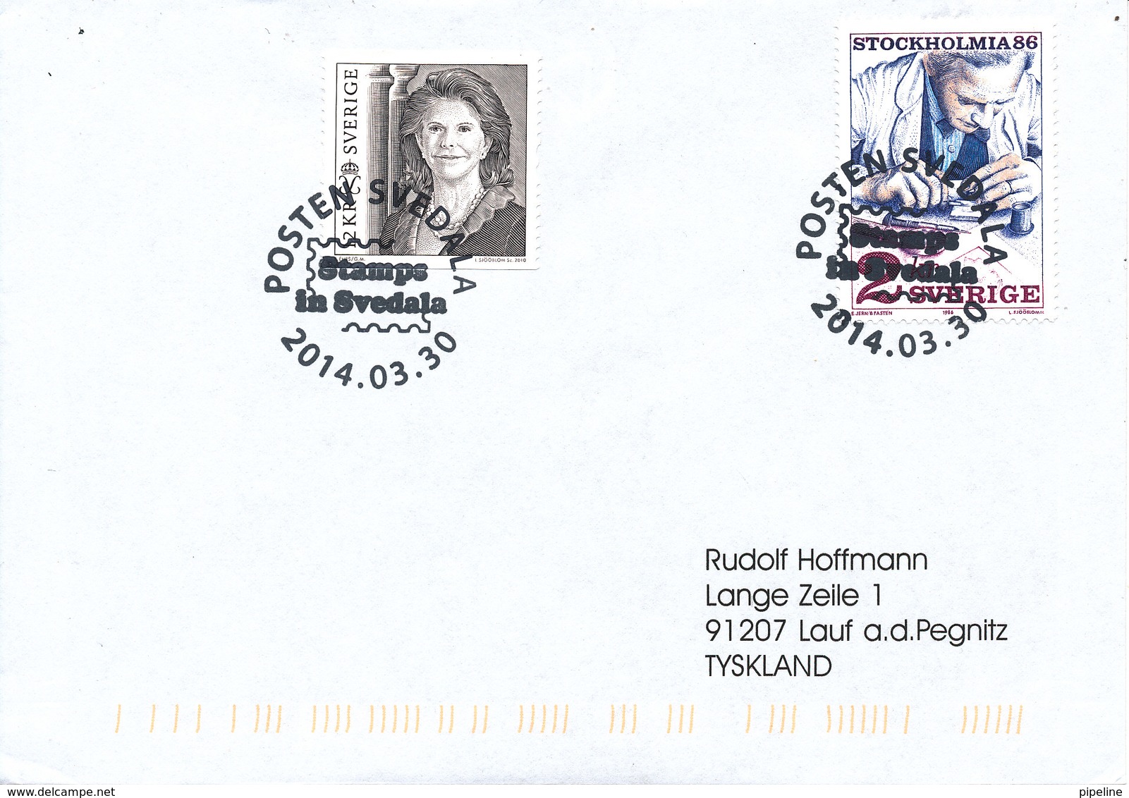 Sweden Cover With Special Postmark Stamps In Svedala 30-3-2014 Sent To Germany - Covers & Documents